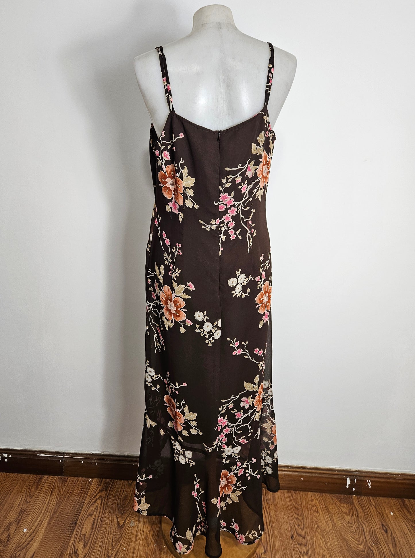 Maxi robe florale marron