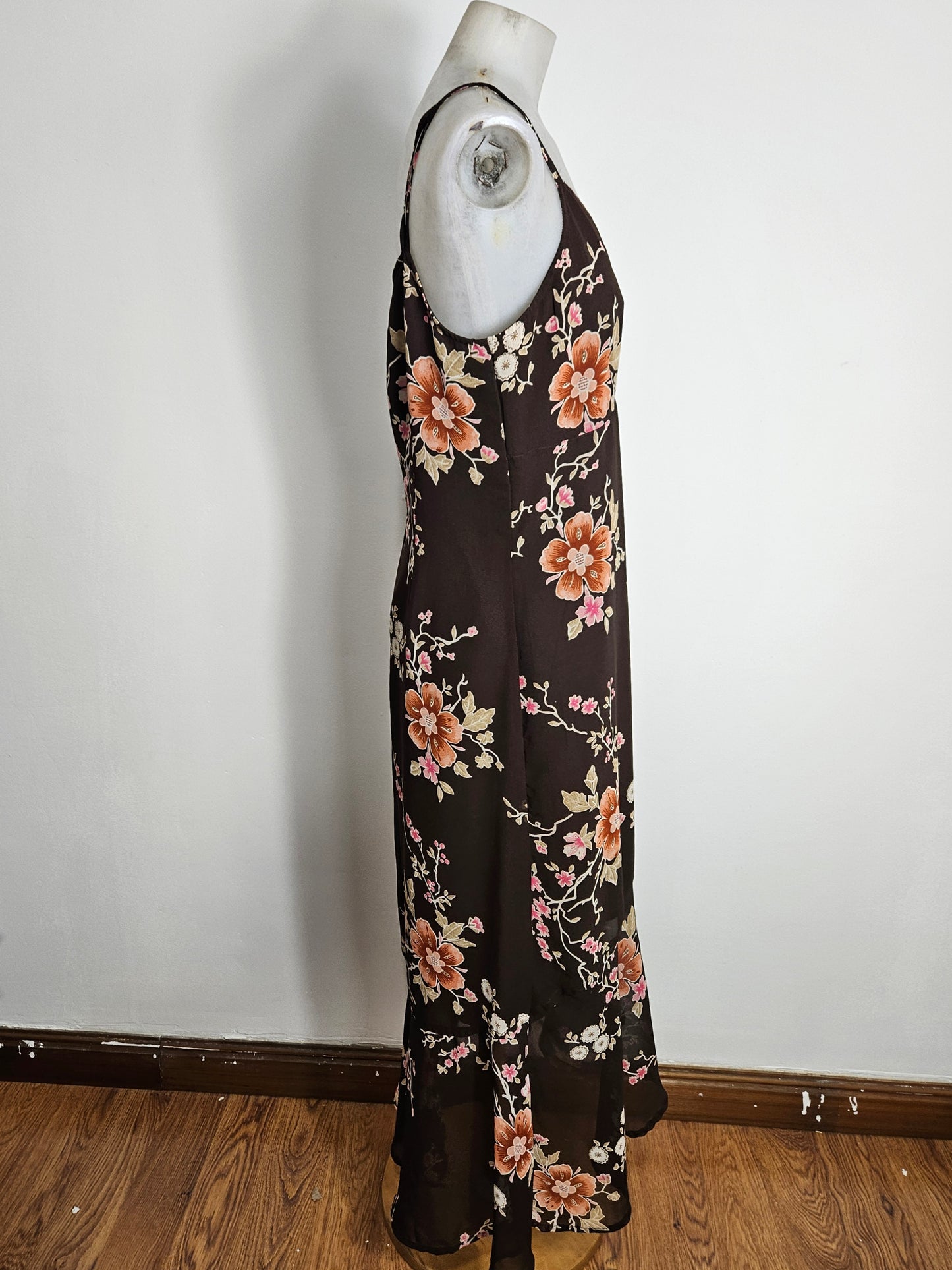Maxi robe florale marron