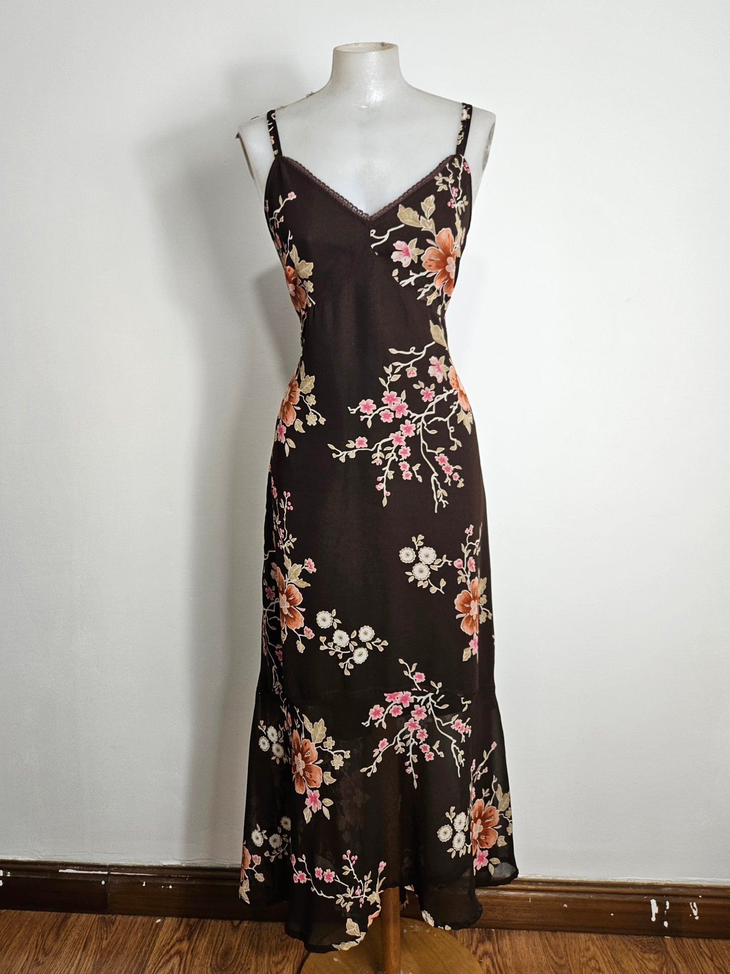 Maxi robe florale marron