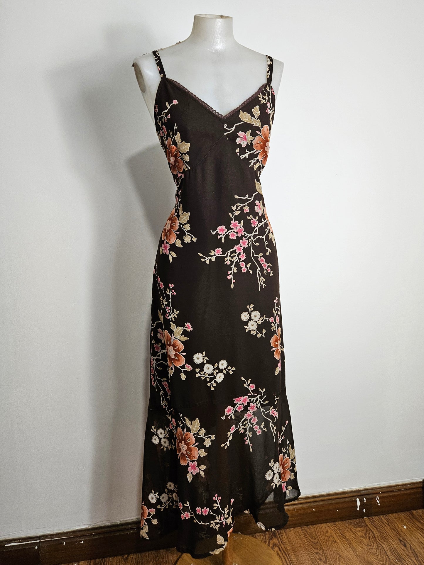Maxi robe florale marron