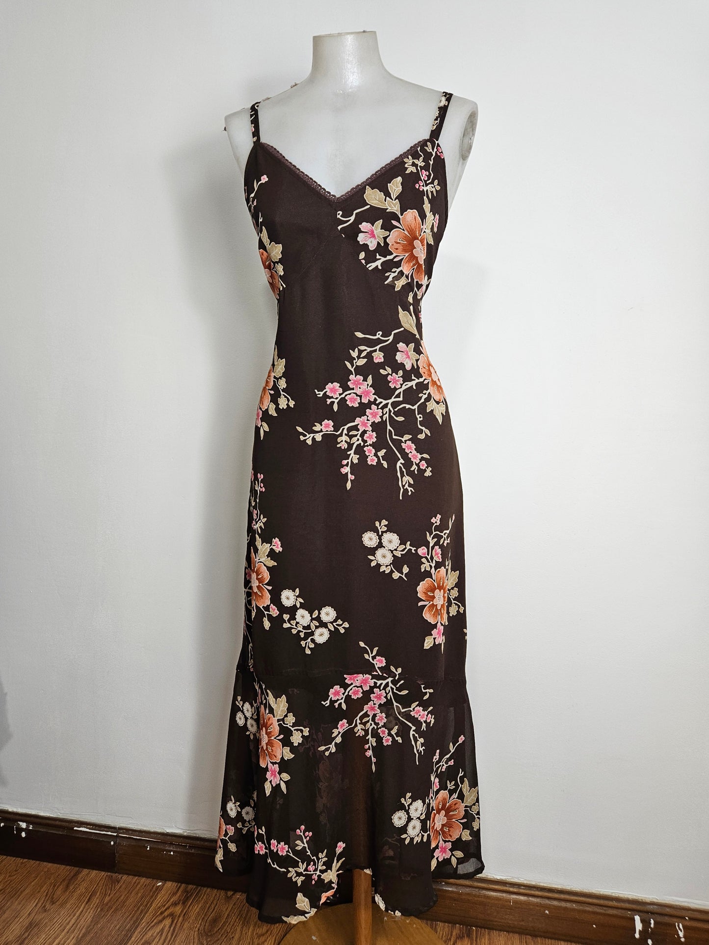 Maxi robe florale marron