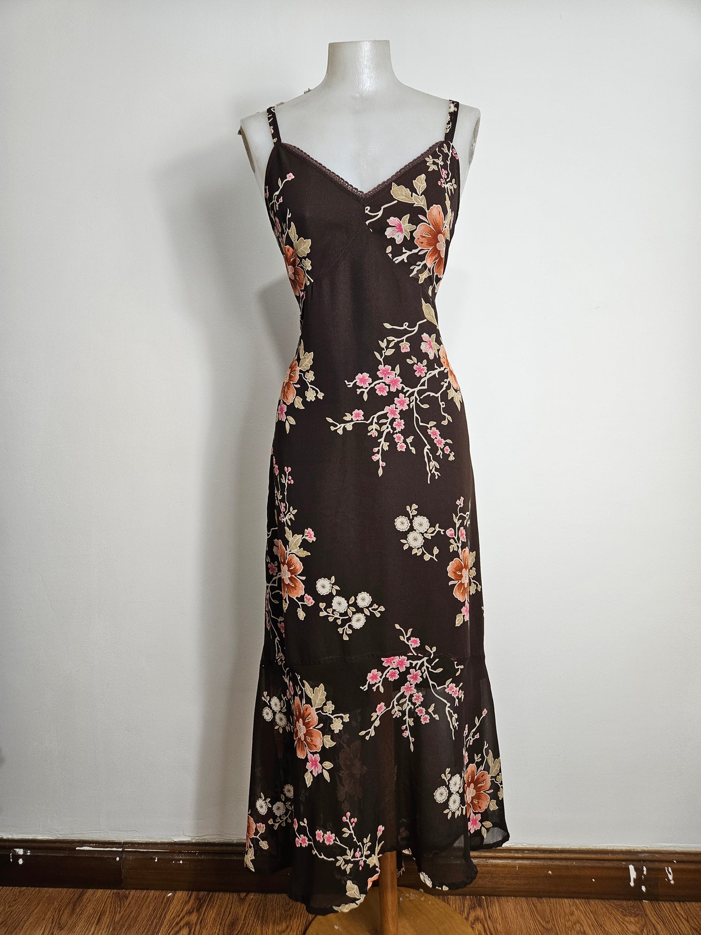 Maxi robe florale marron