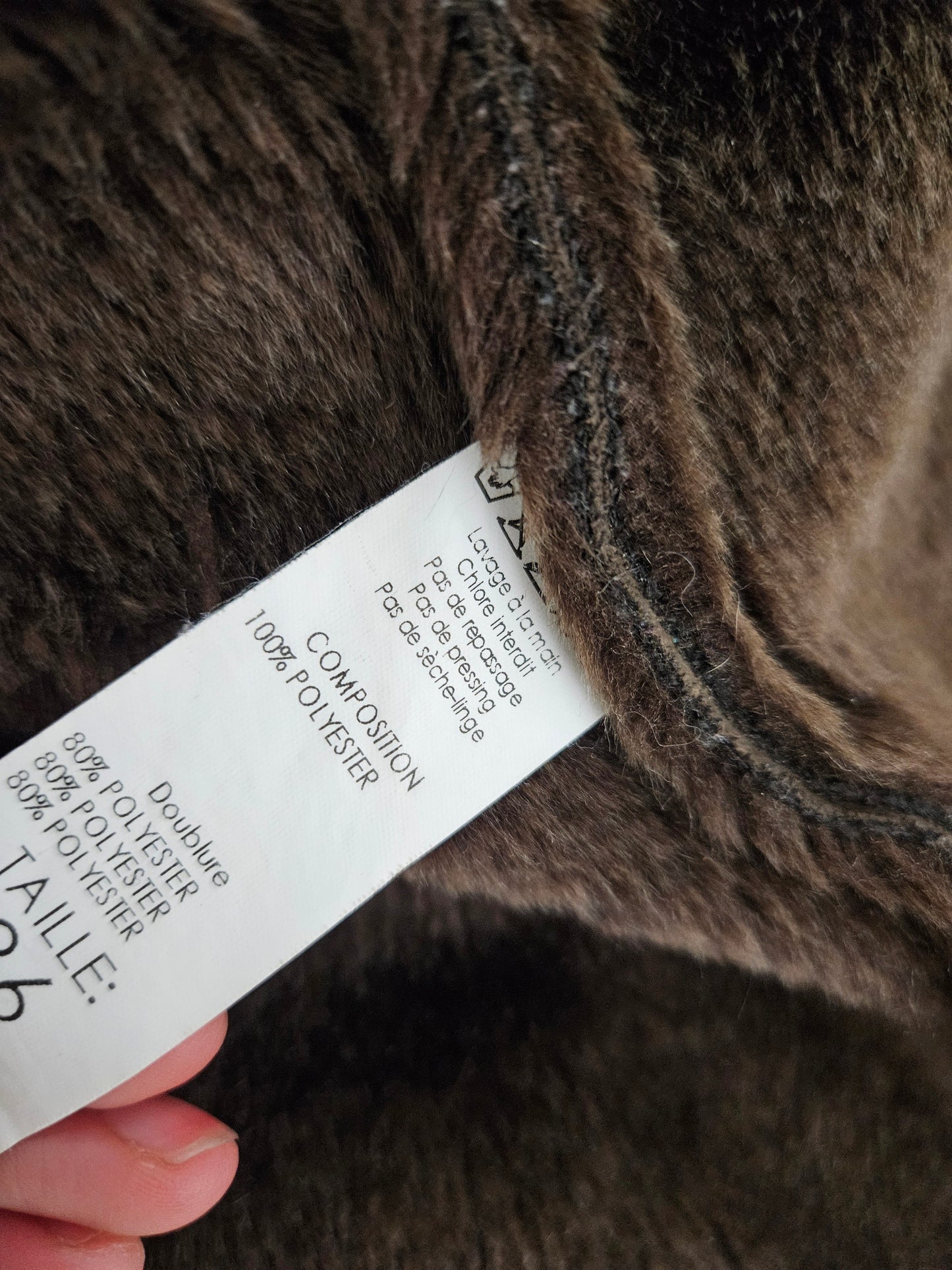 Manteau court en simili daim et fausse fourrure