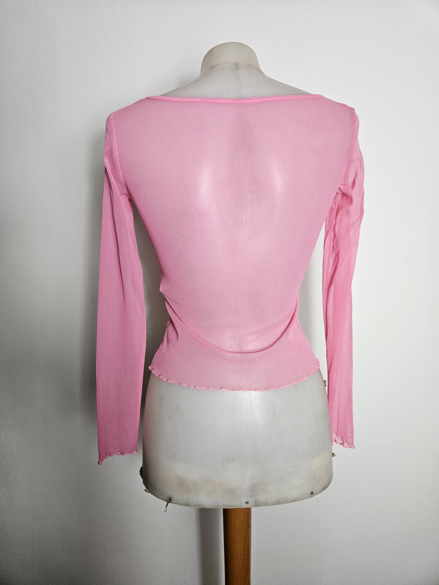 Haut en voile rose avec dentelle