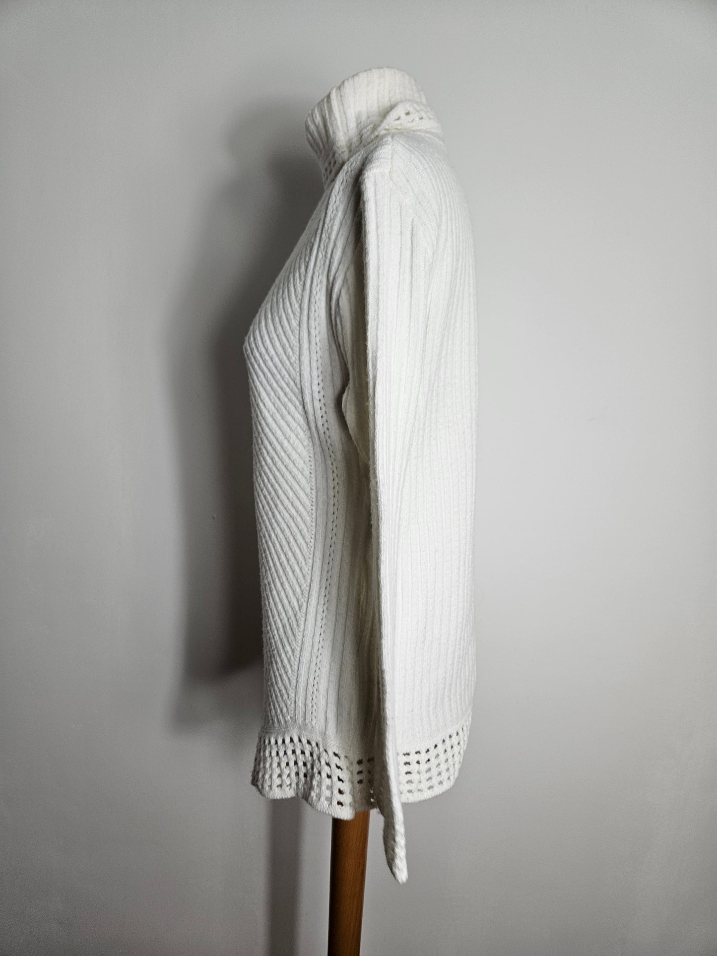Pull col roulé blanc cassé