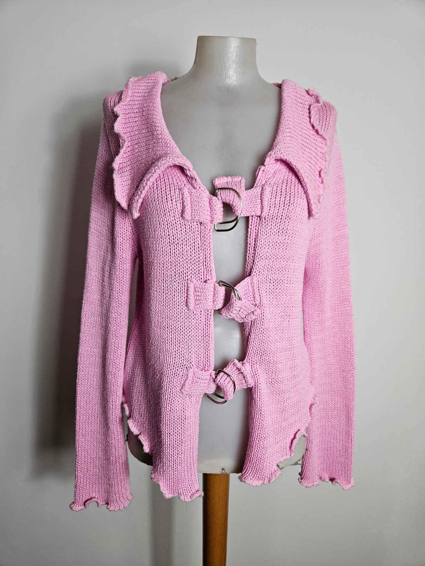 Cardigan en maille épaisse rose