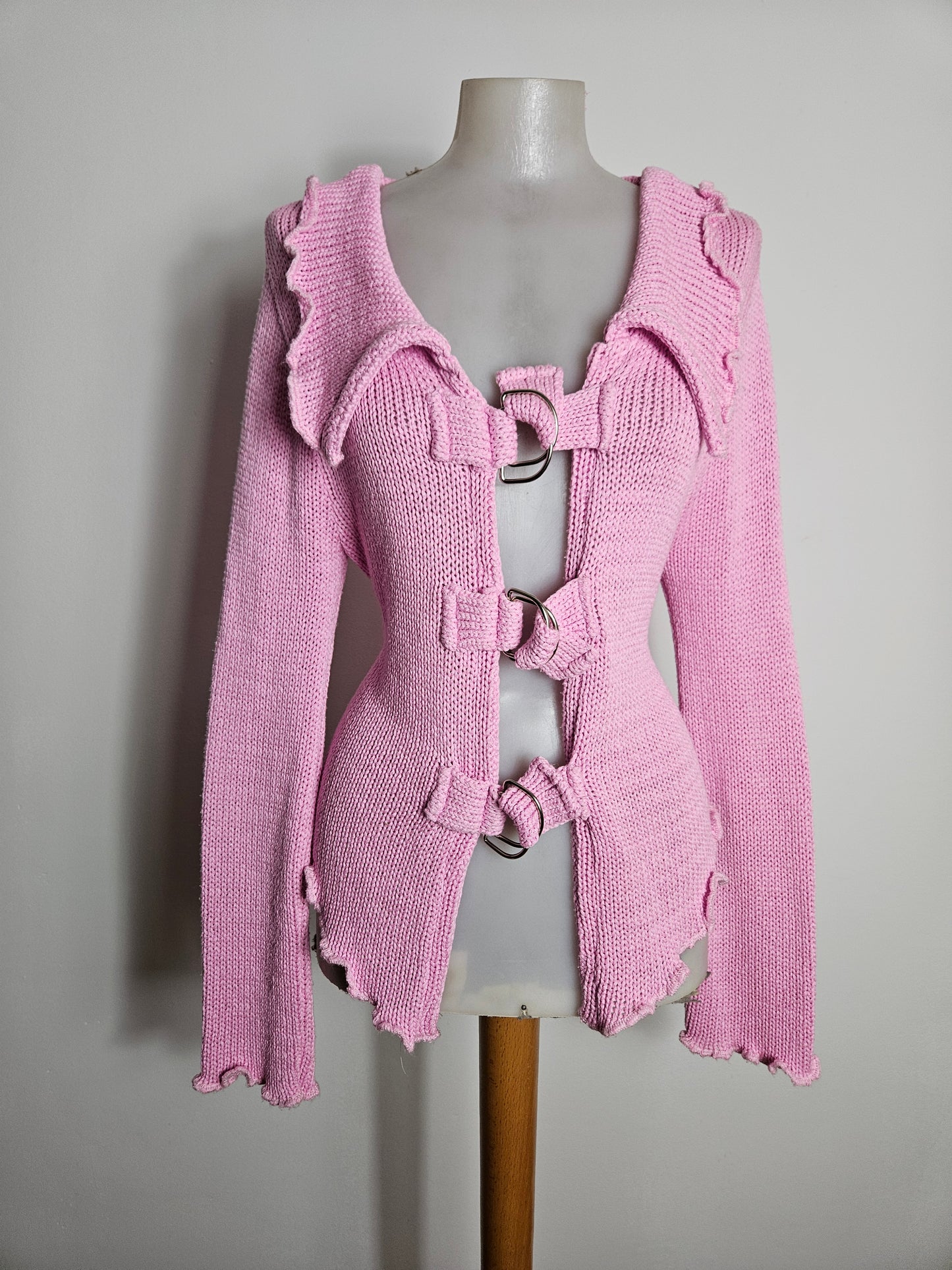 Cardigan en maille épaisse rose