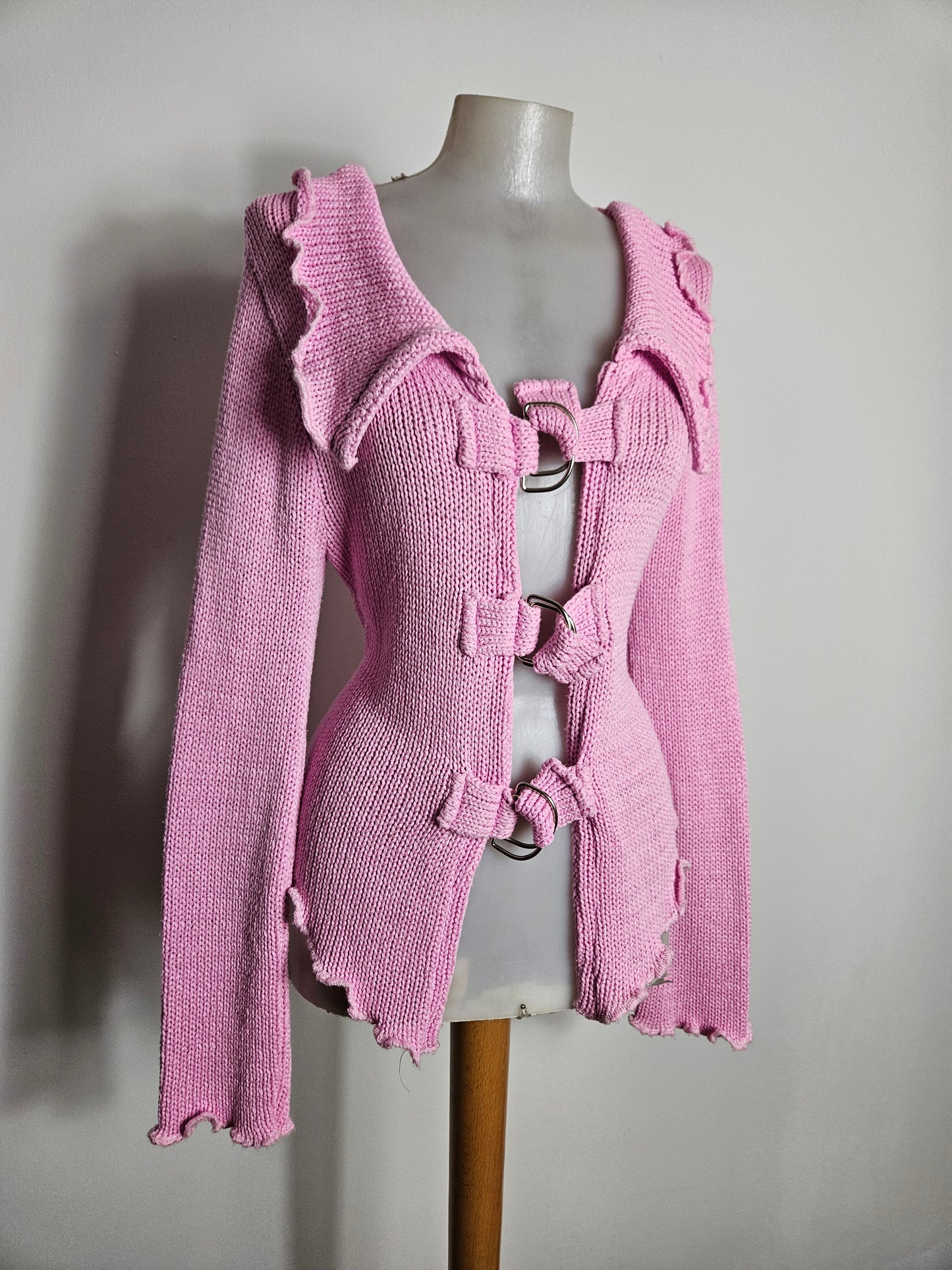 Cardigan en maille épaisse rose
