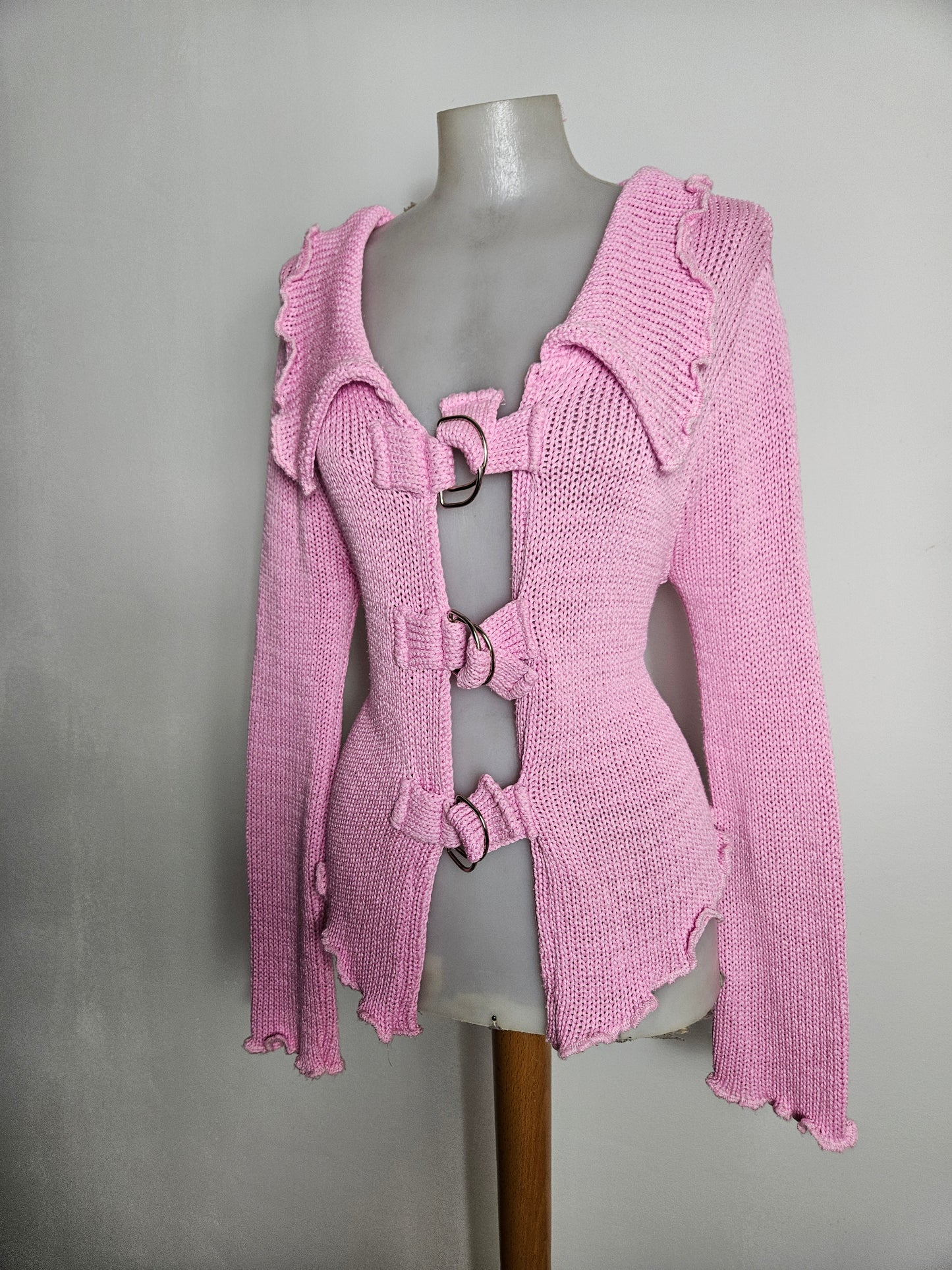 Cardigan en maille épaisse rose