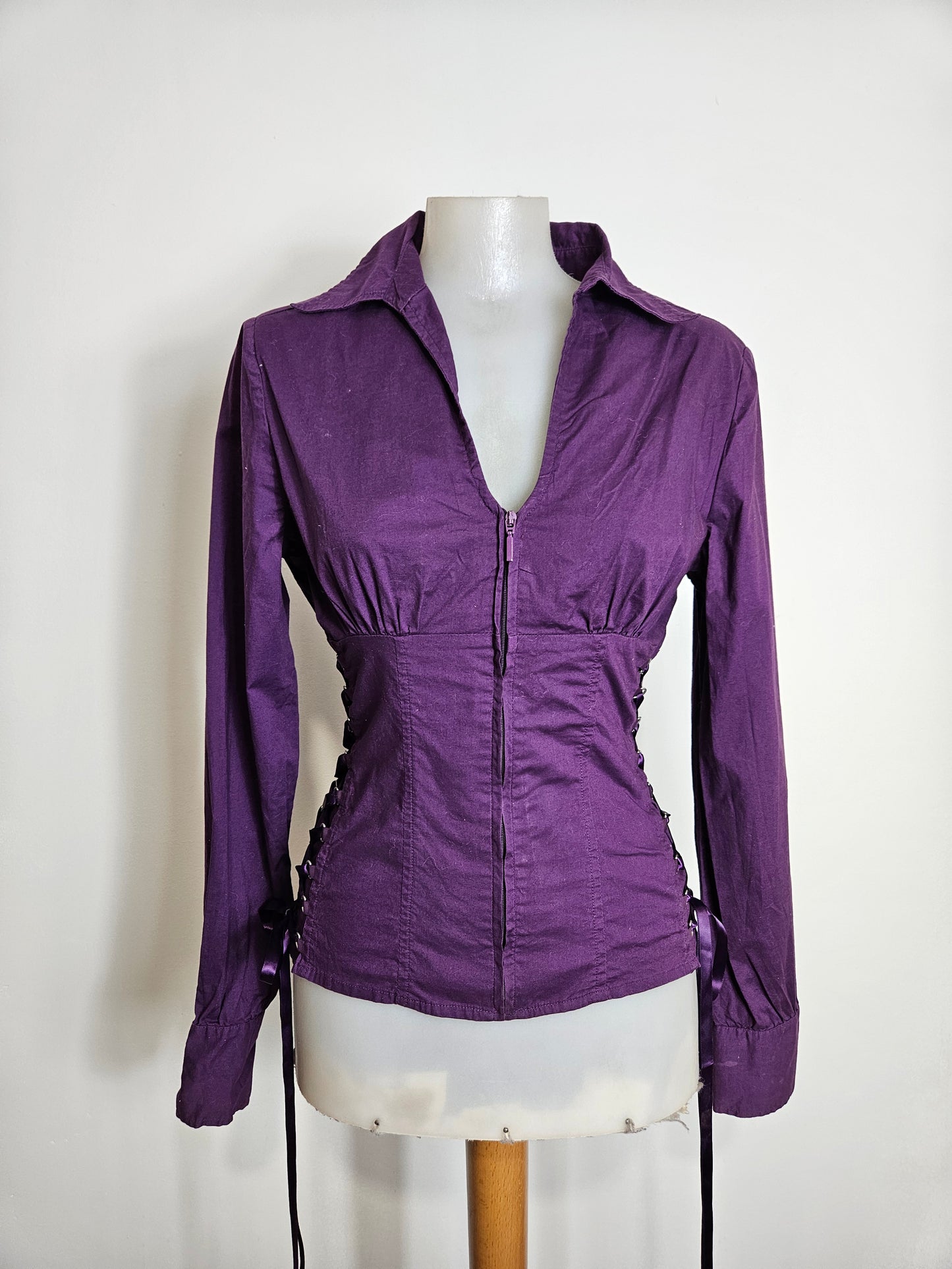 Chemise à zip détails laçage