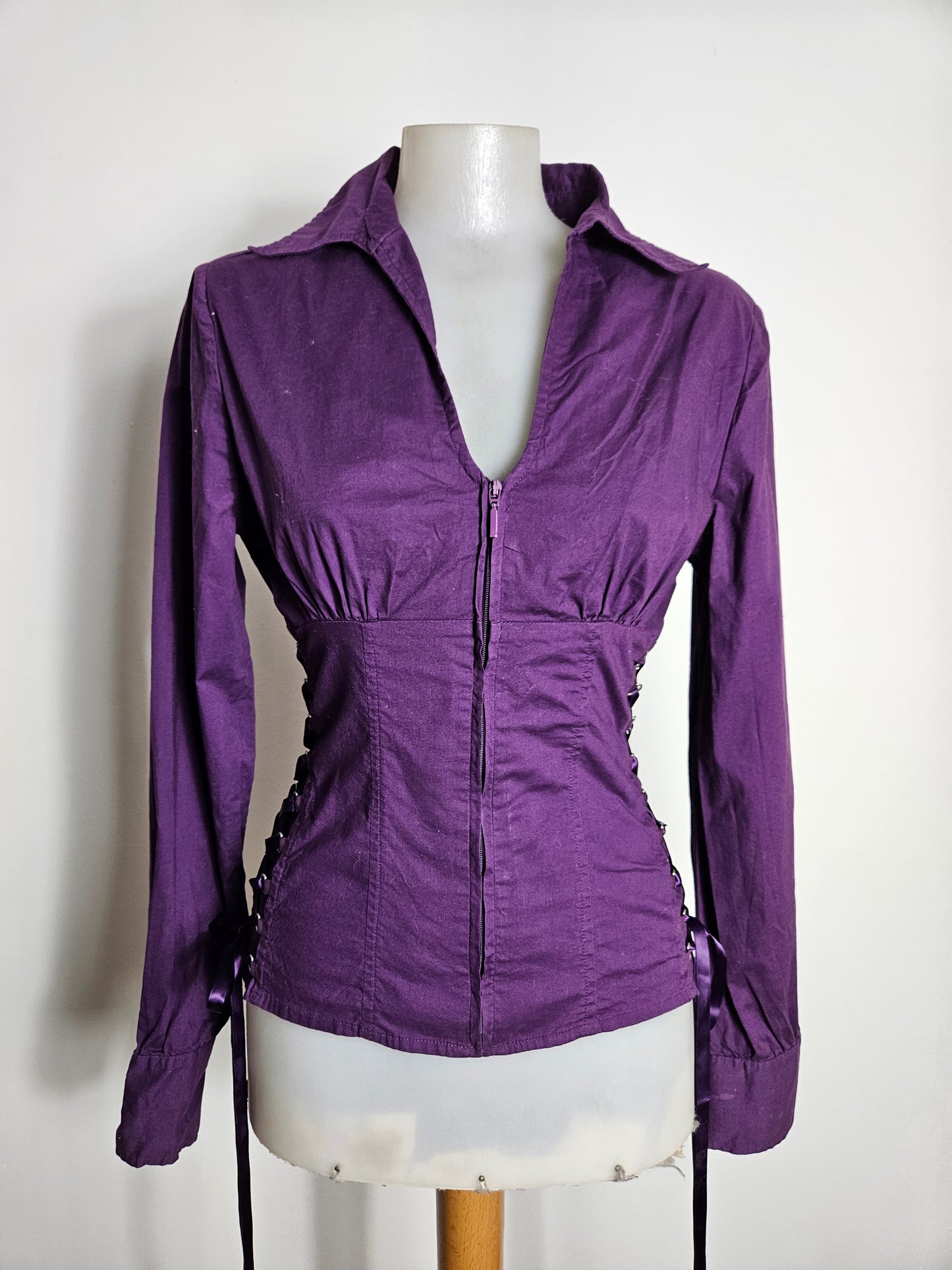 Chemise à zip détails laçage