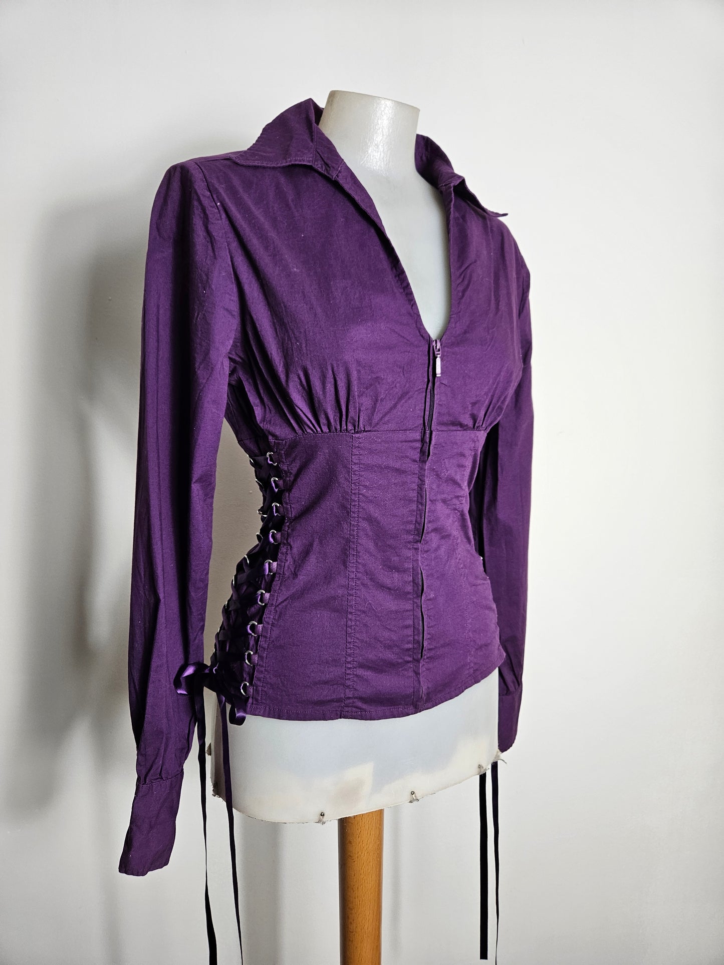 Chemise à zip détails laçage