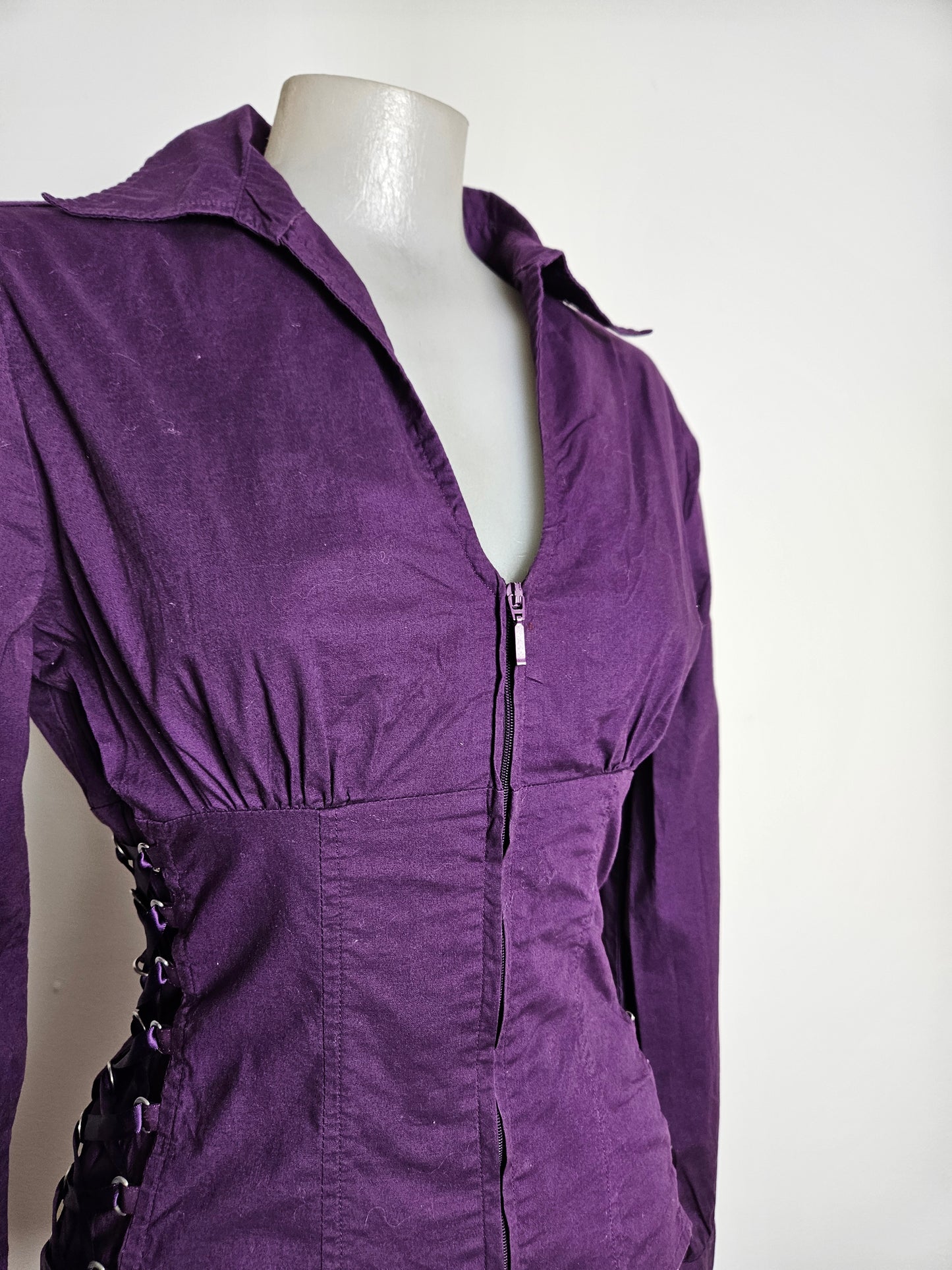 Chemise à zip détails laçage