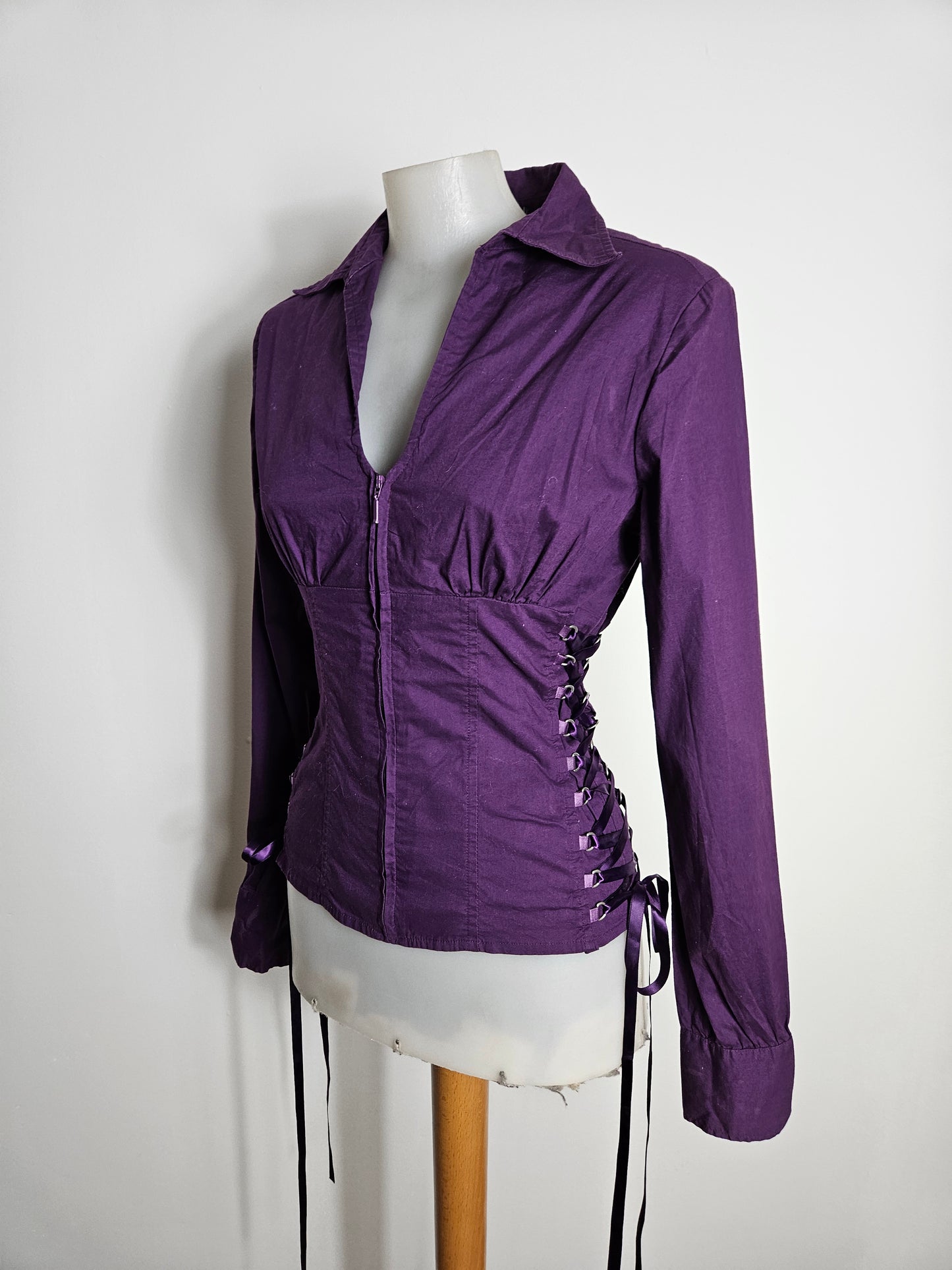 Chemise à zip détails laçage