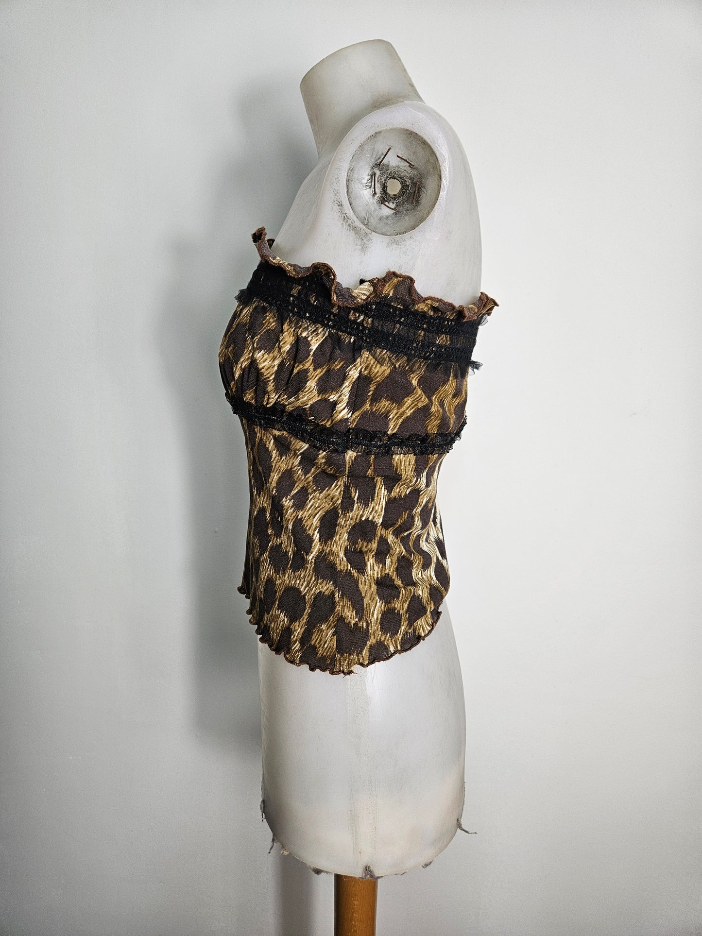 Haut strapless en voile léopard