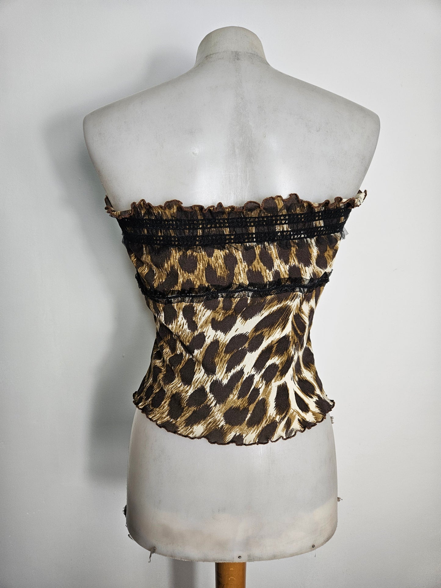 Haut strapless en voile léopard