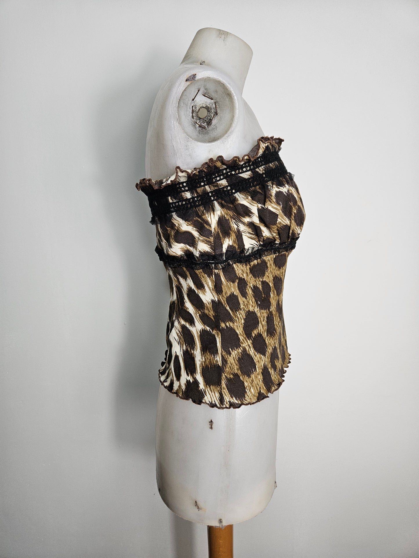 Haut strapless en voile léopard