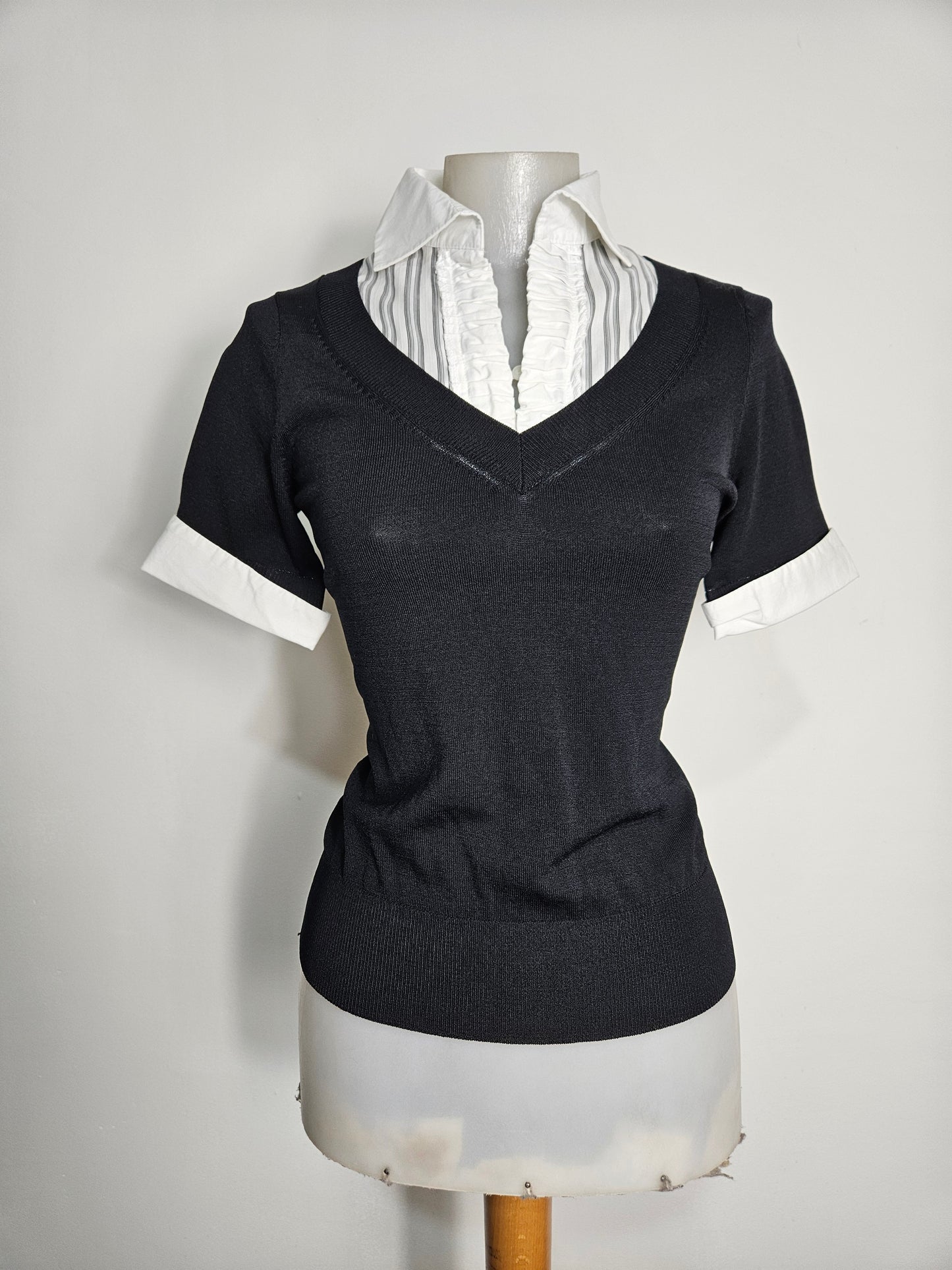 Haut en superposition col chemise