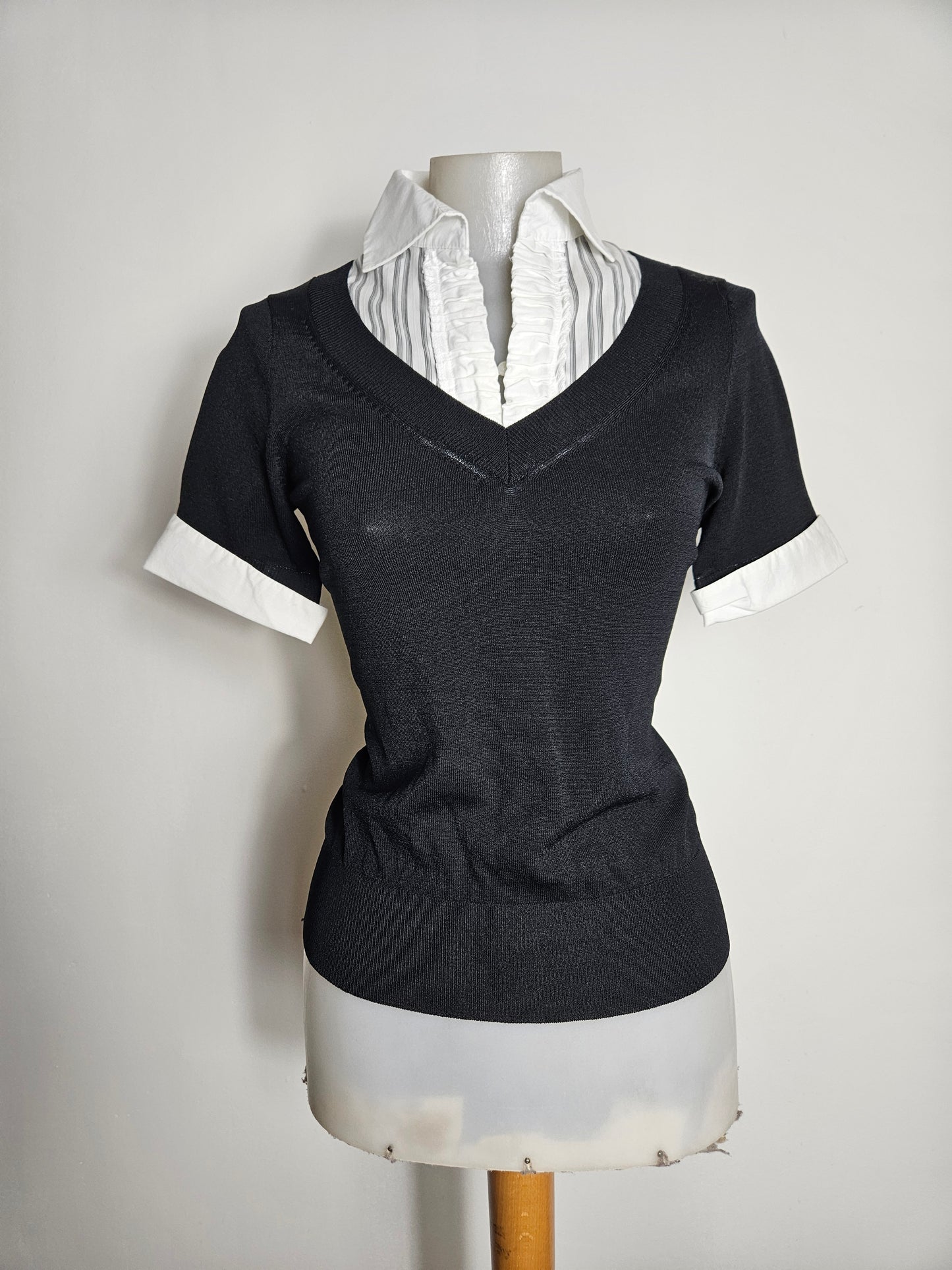 Haut en superposition col chemise