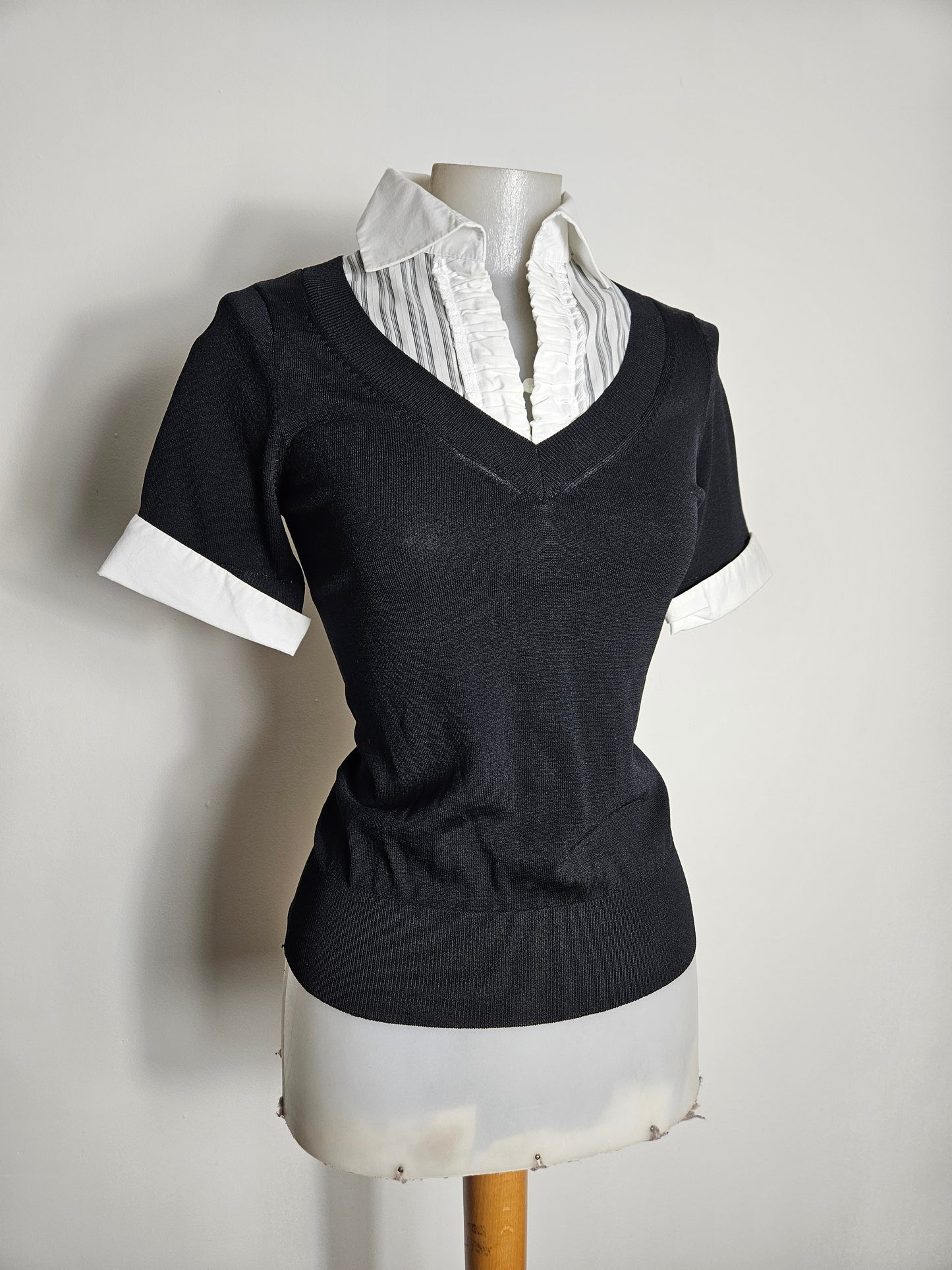 Haut en superposition col chemise