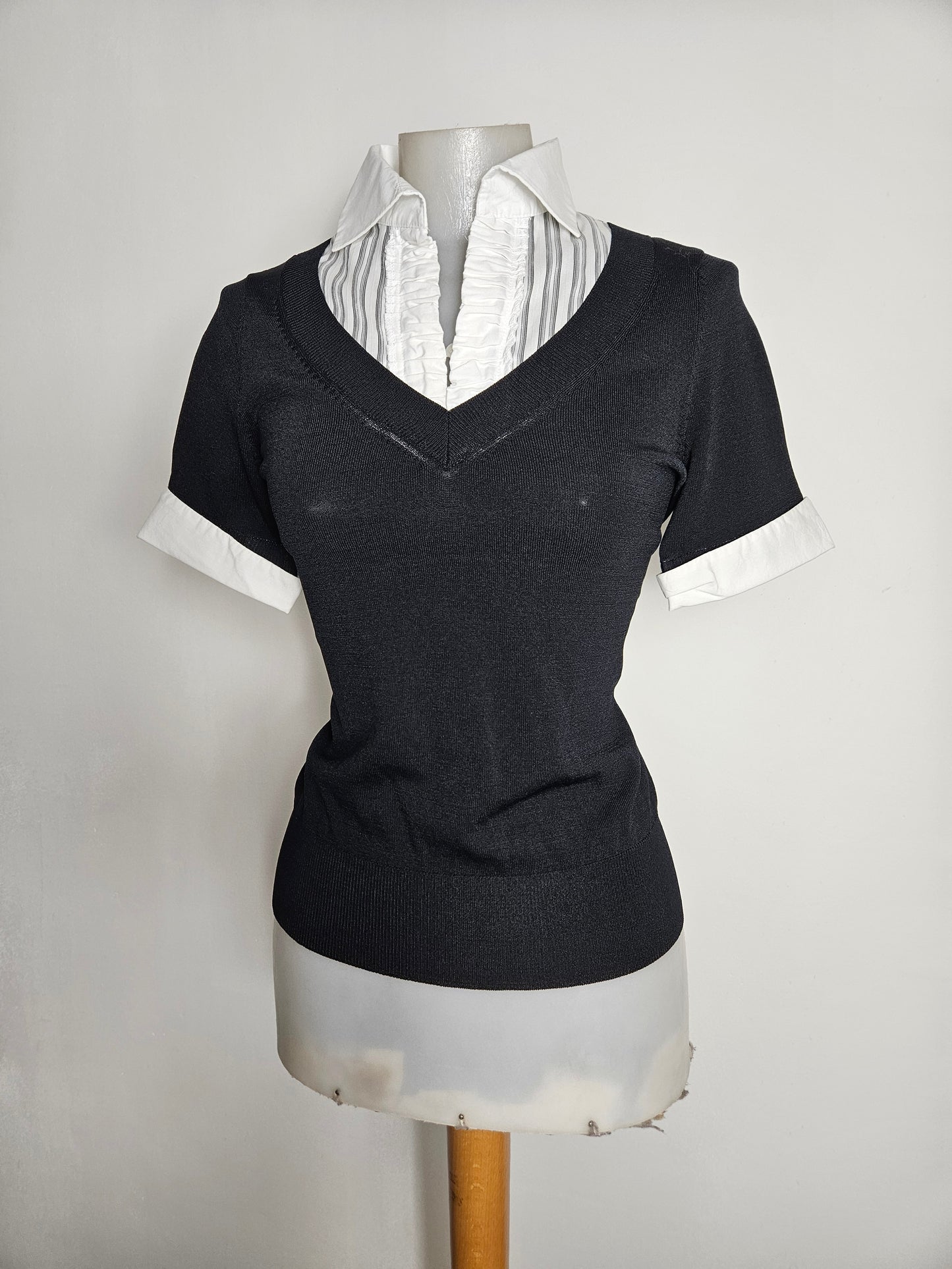 Haut en superposition col chemise