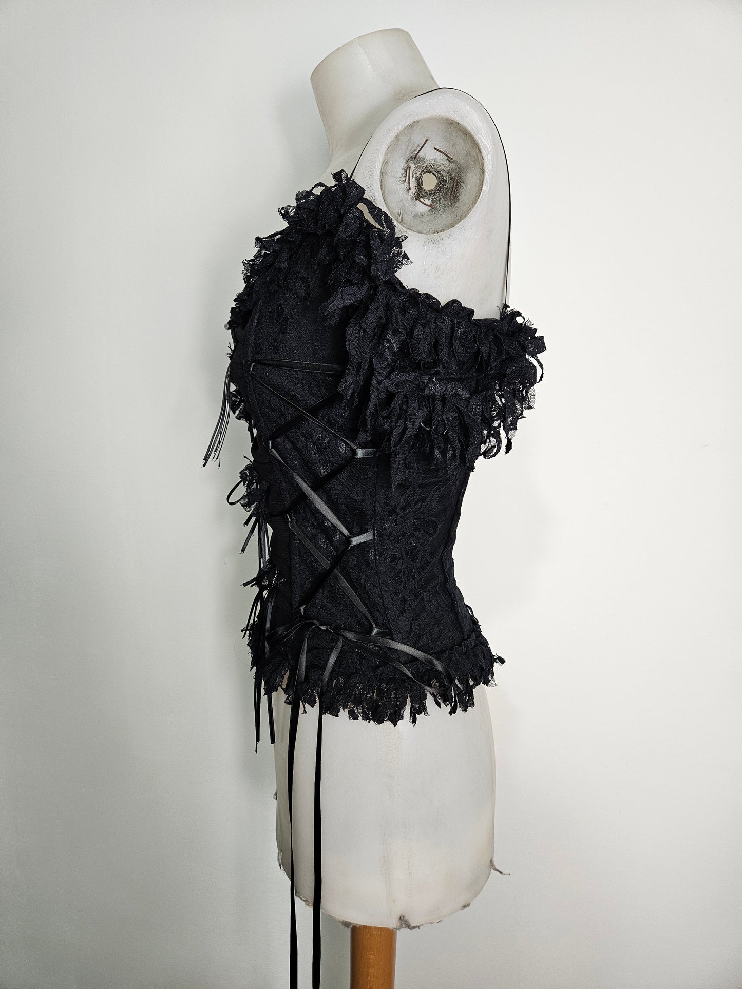 Haut esprit corset voile, dentelle et rubans