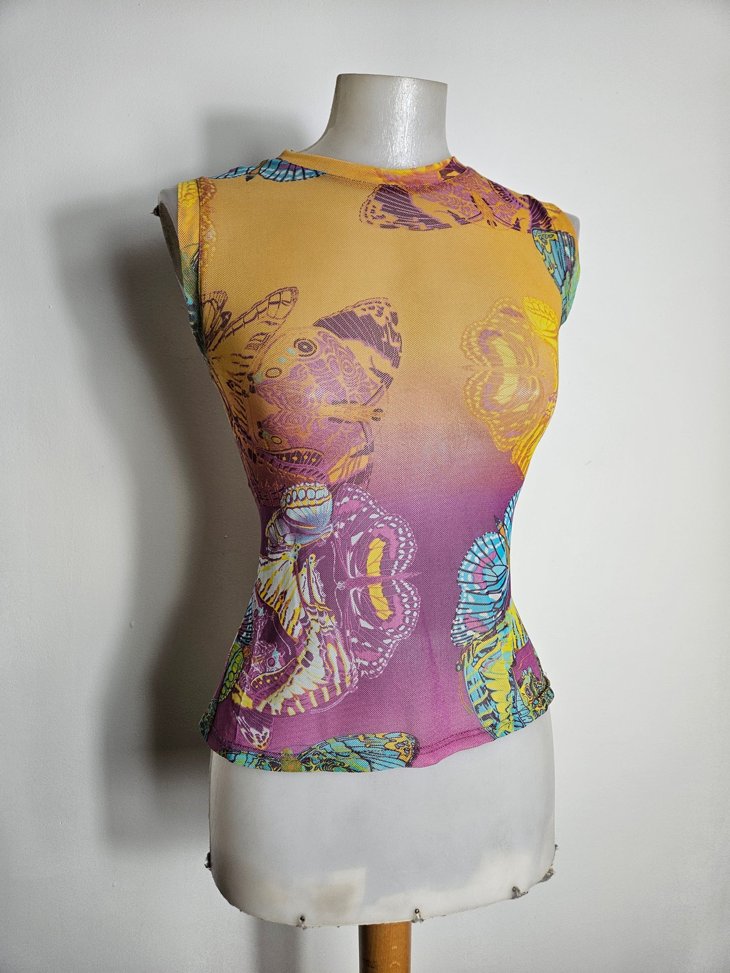 Haut en voile motif papillon multicolore