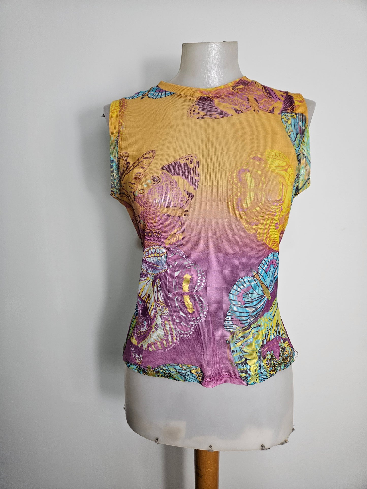 Haut en voile motif papillon multicolore