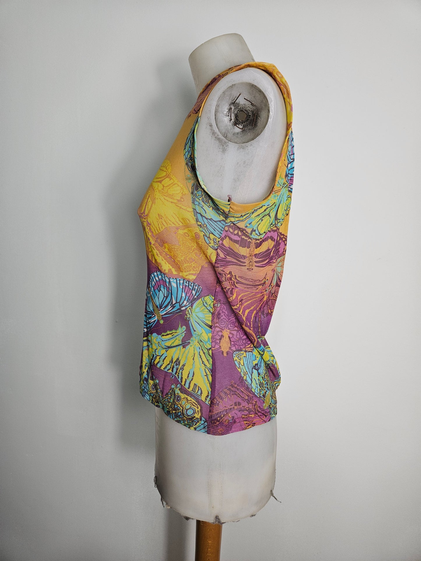 Haut en voile motif papillon multicolore