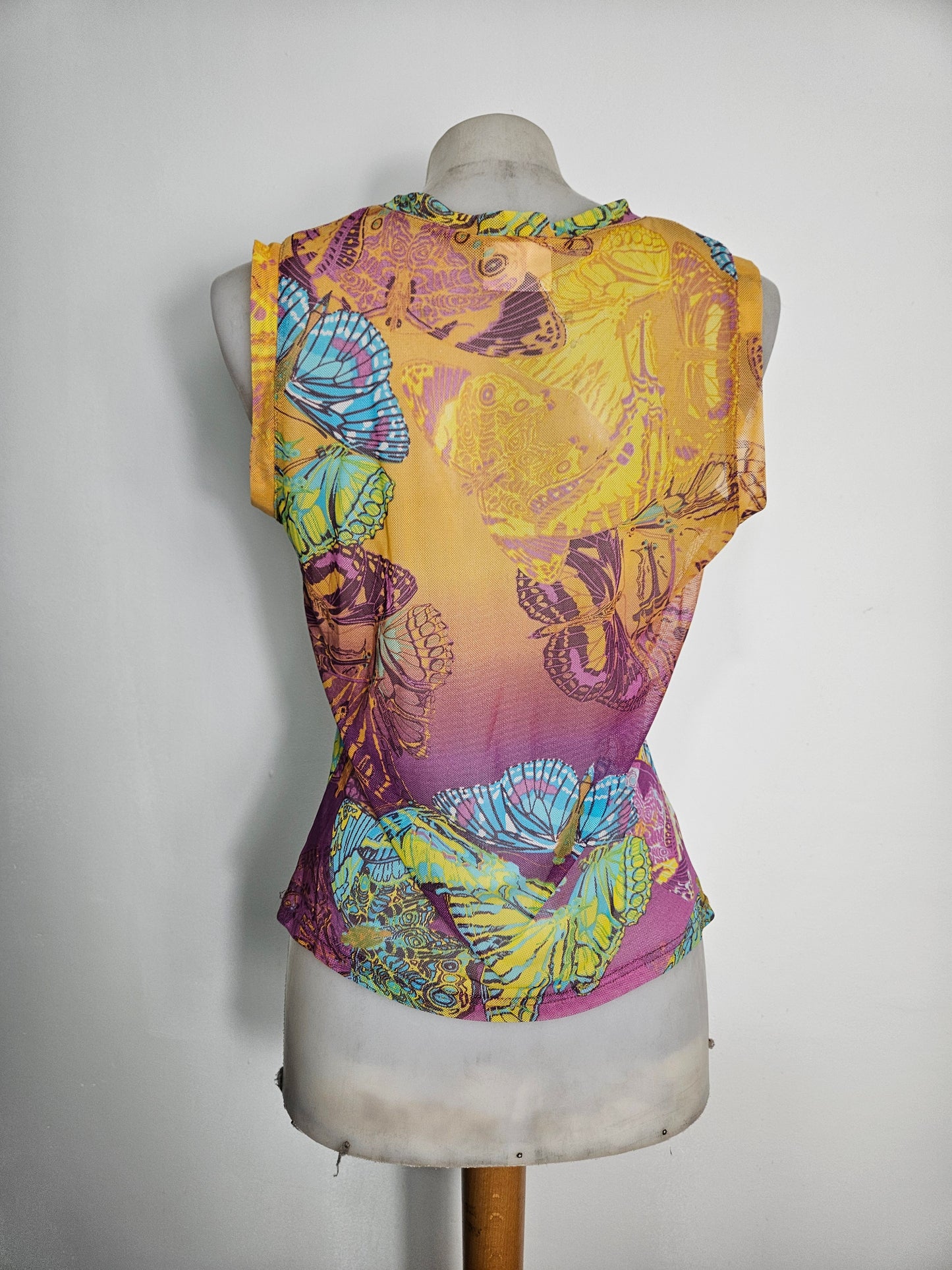 Haut en voile motif papillon multicolore