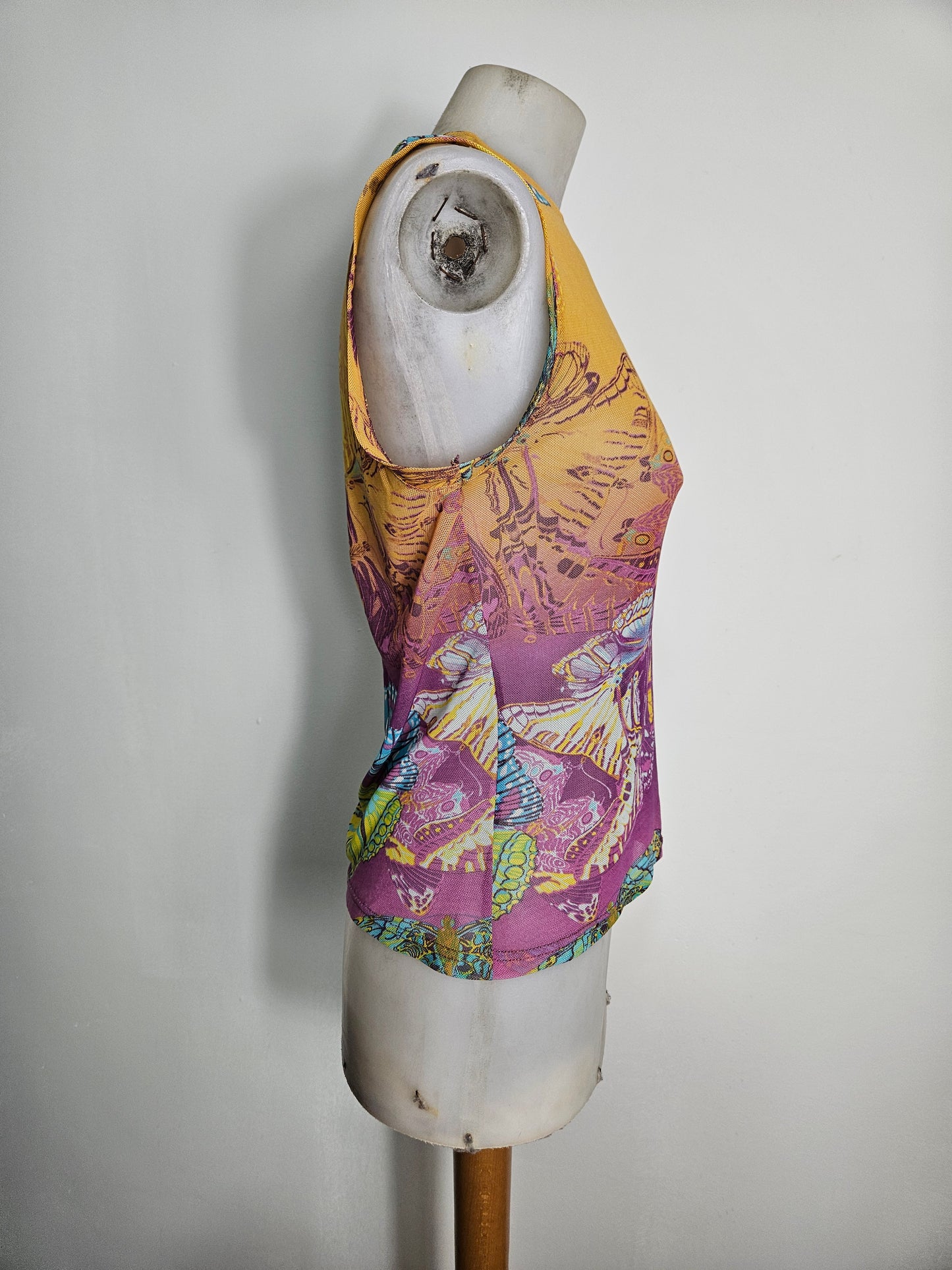 Haut en voile motif papillon multicolore