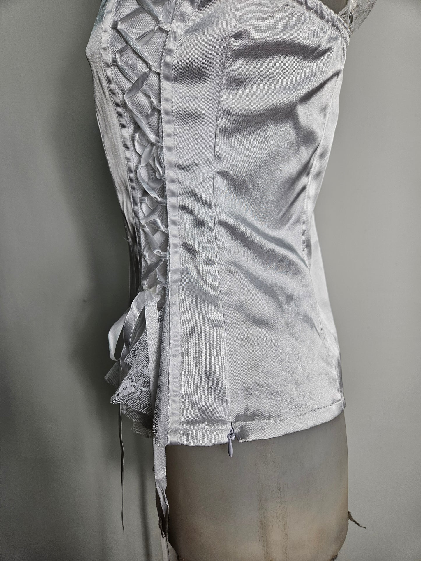 Haut esprit corset blanc satiné