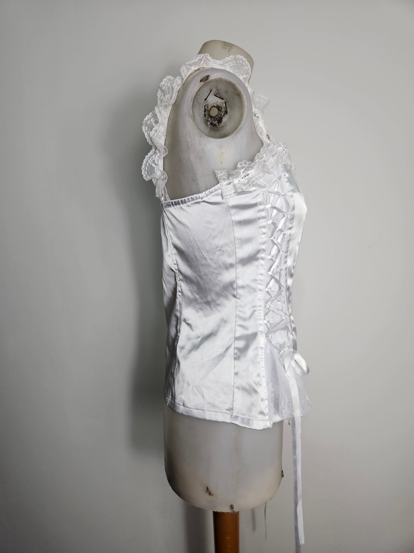 Haut esprit corset blanc satiné