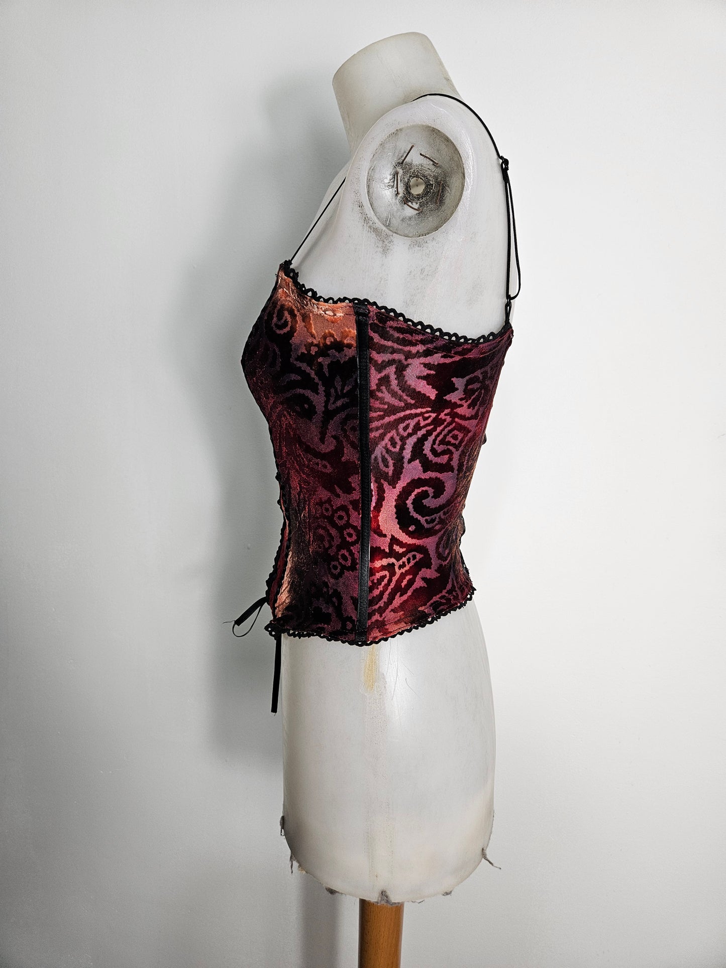 Haut esprit corset motif velours ras