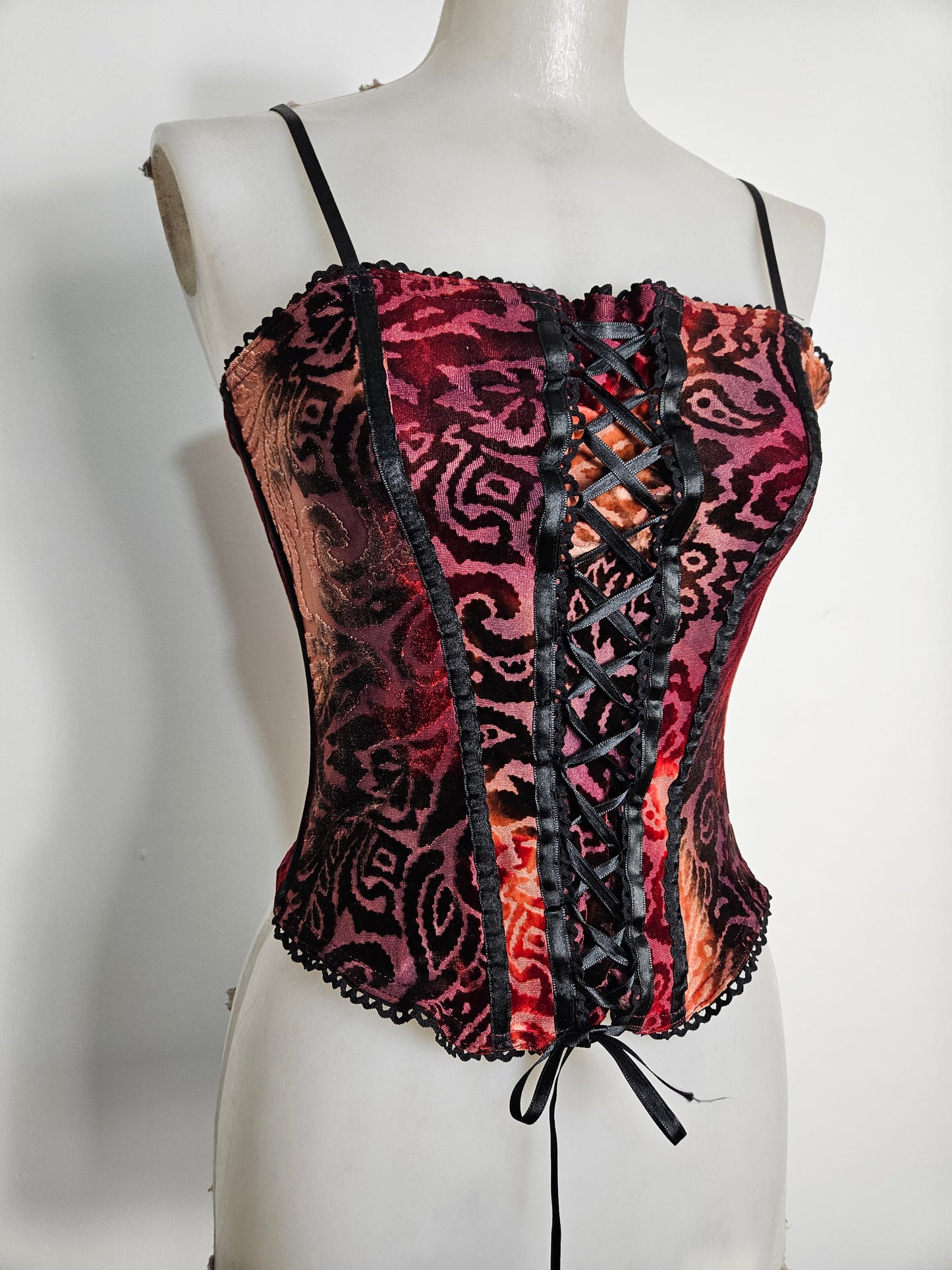 Haut esprit corset motif velours ras