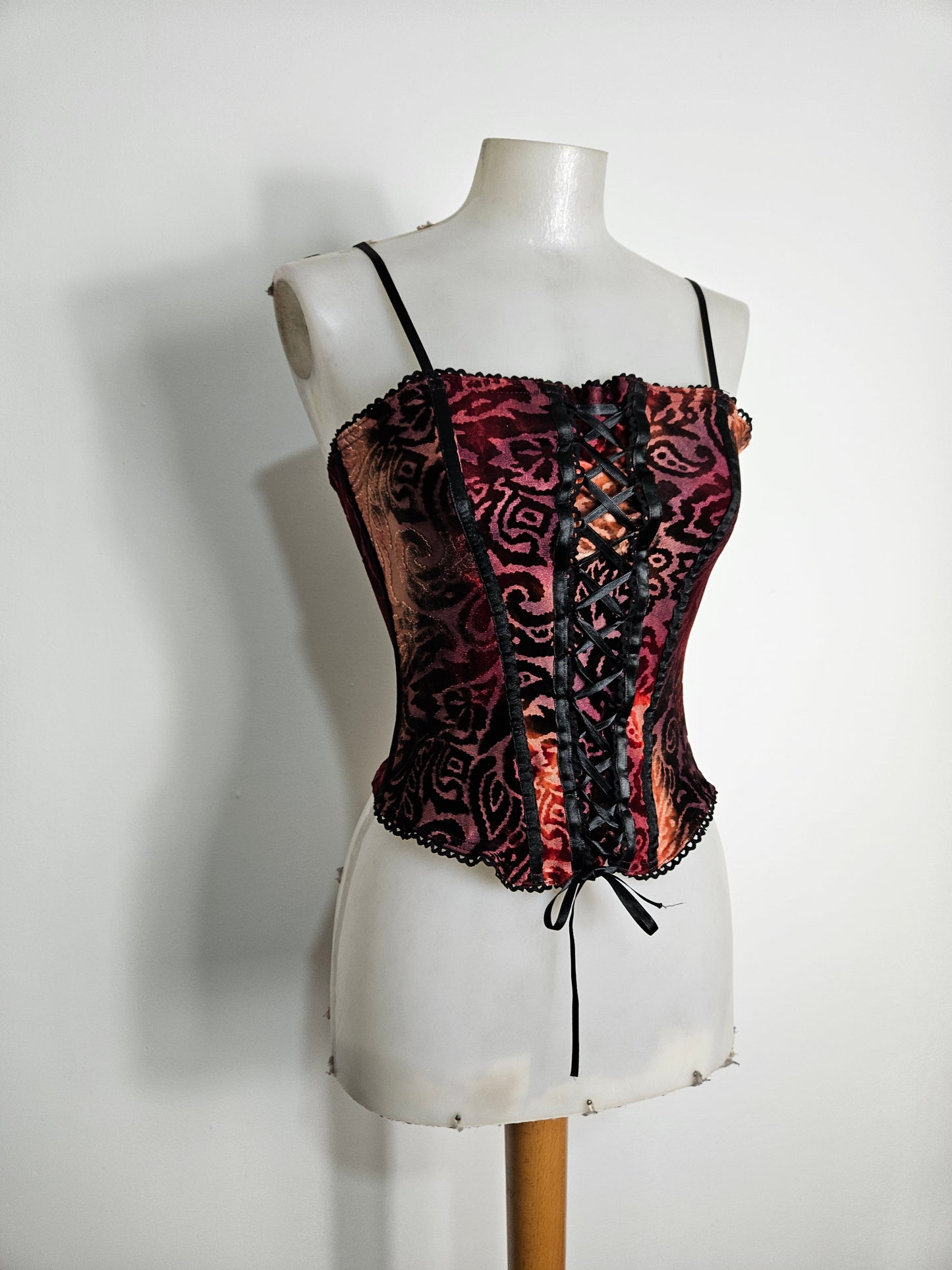 Haut esprit corset motif velours ras