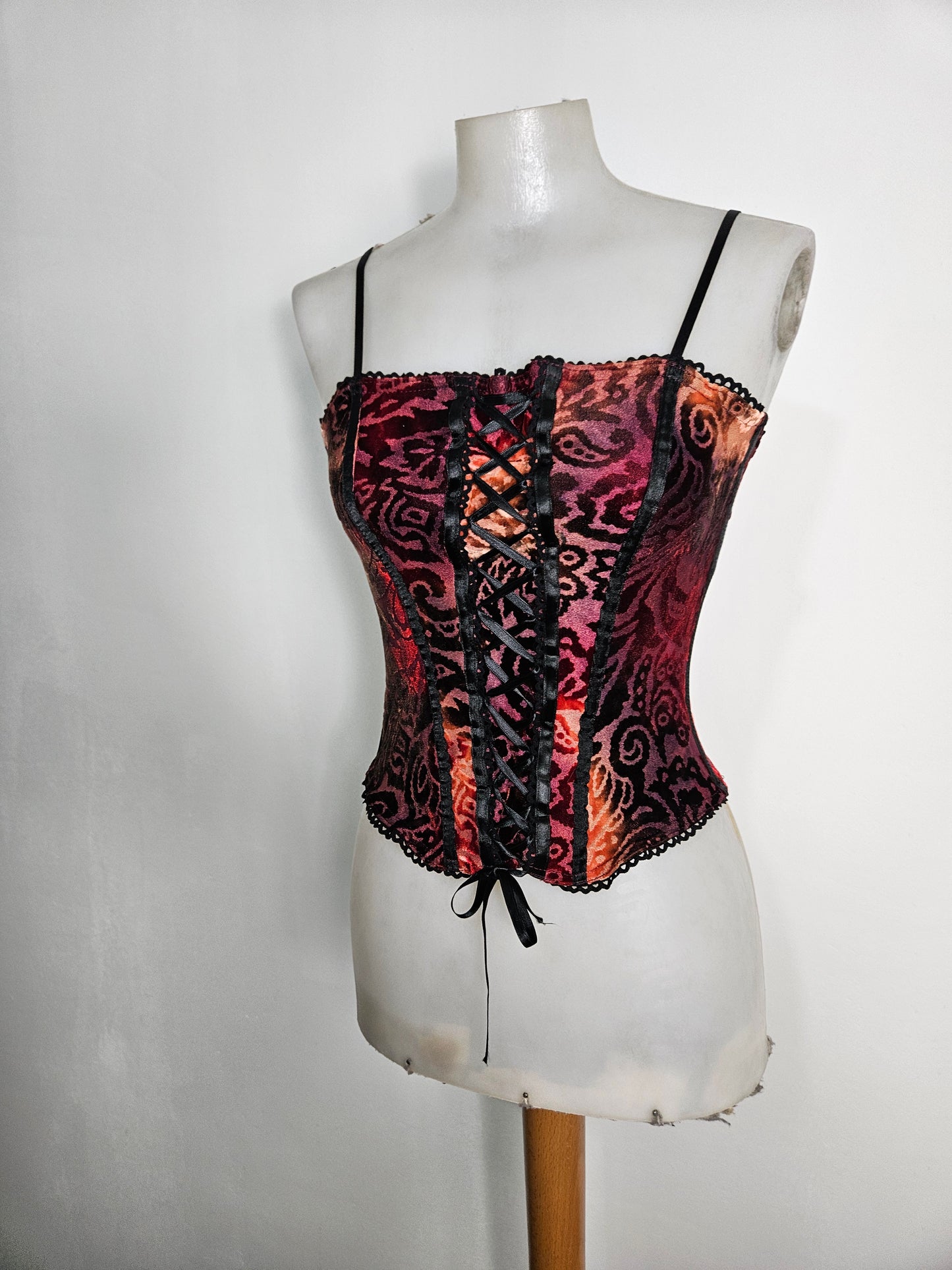 Haut esprit corset motif velours ras