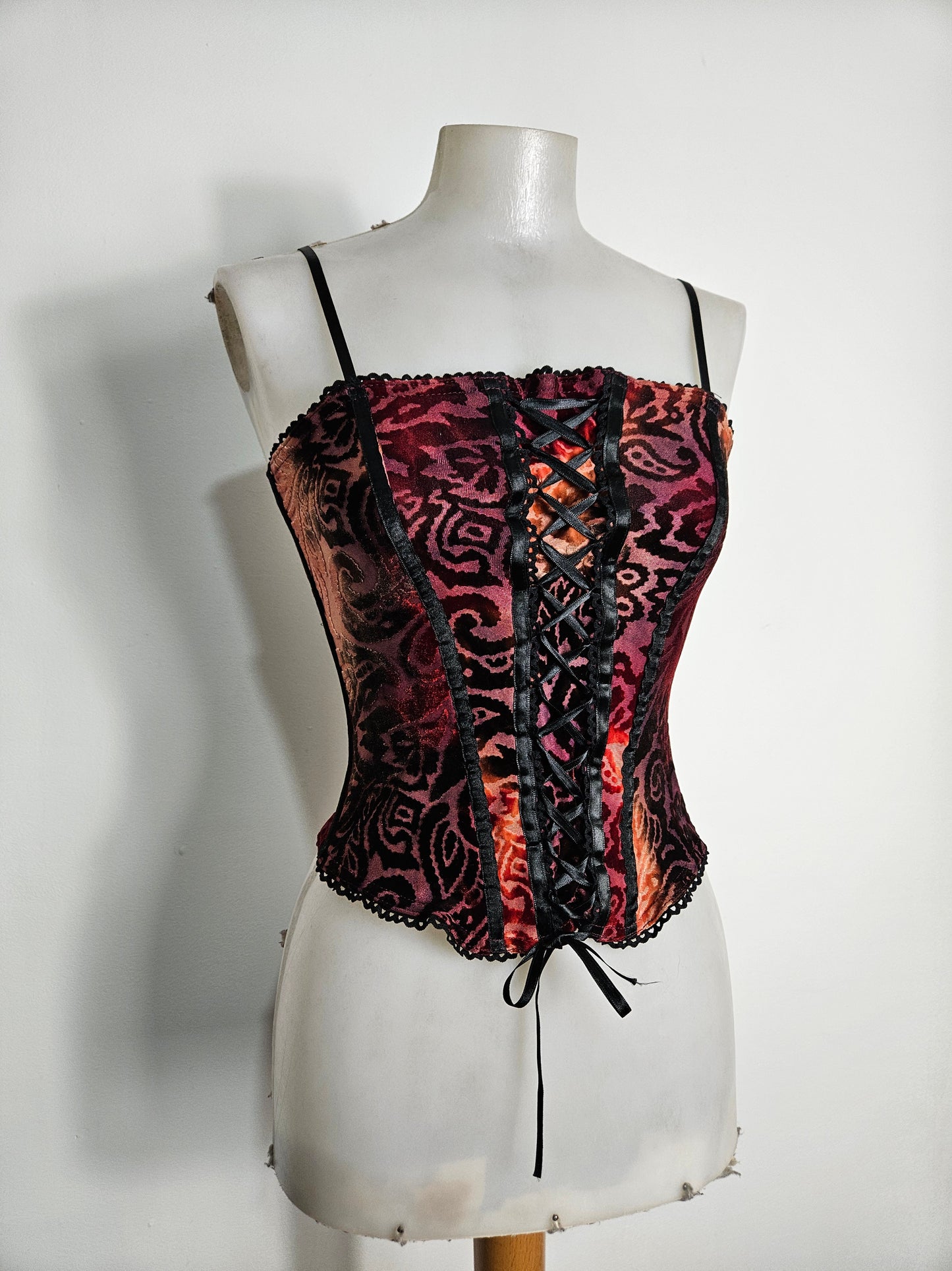 Haut esprit corset motif velours ras