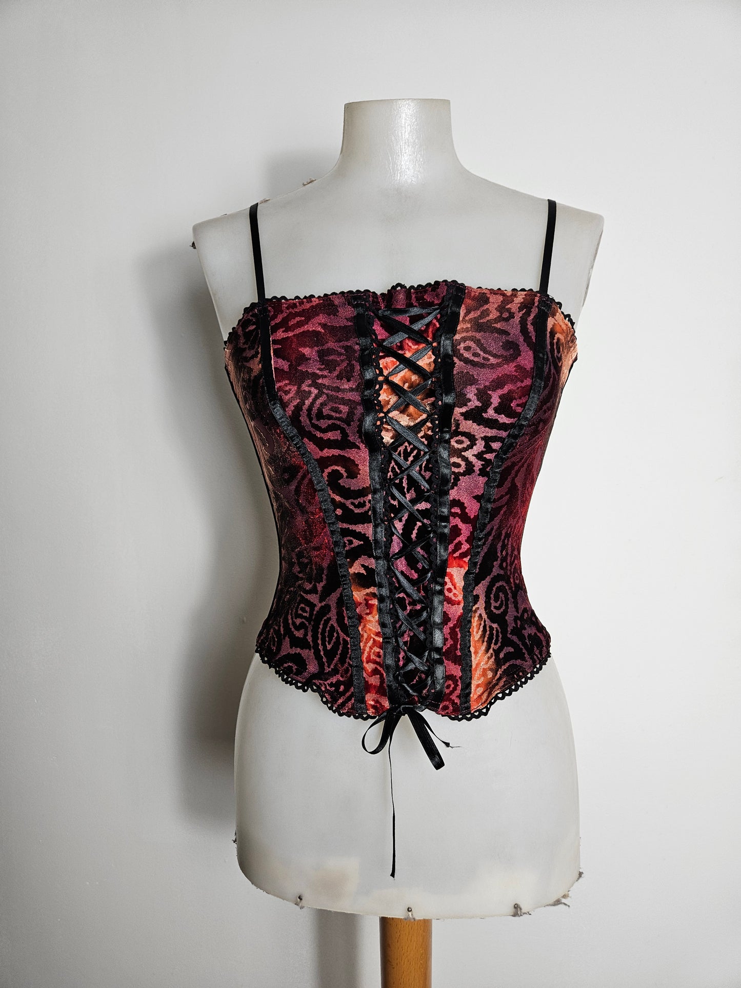 Haut esprit corset motif velours ras