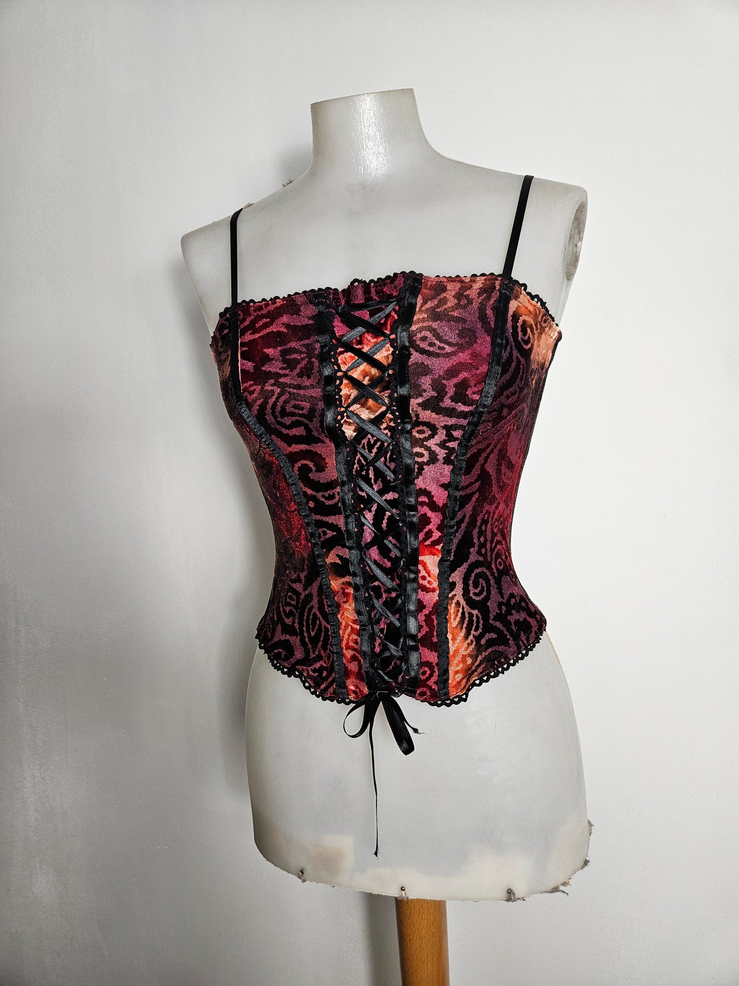 Haut esprit corset motif velours ras