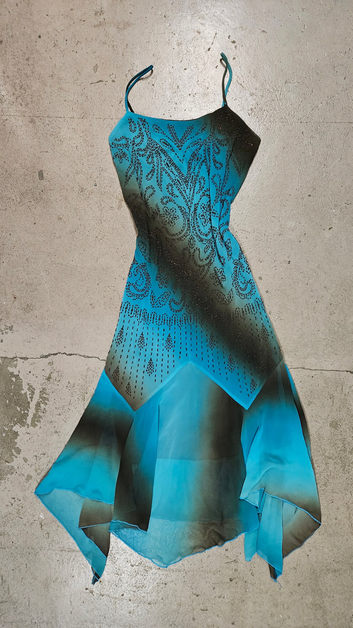 Vestido degradado azul y marrón