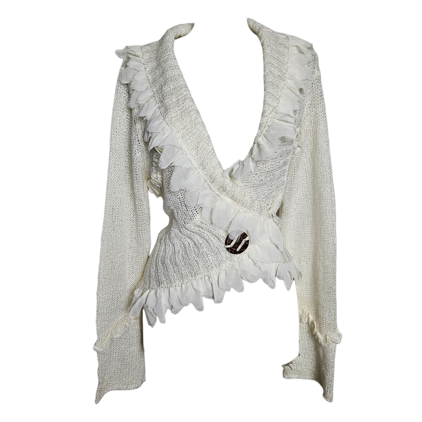 Cardigan cache coeur en crochet blanc