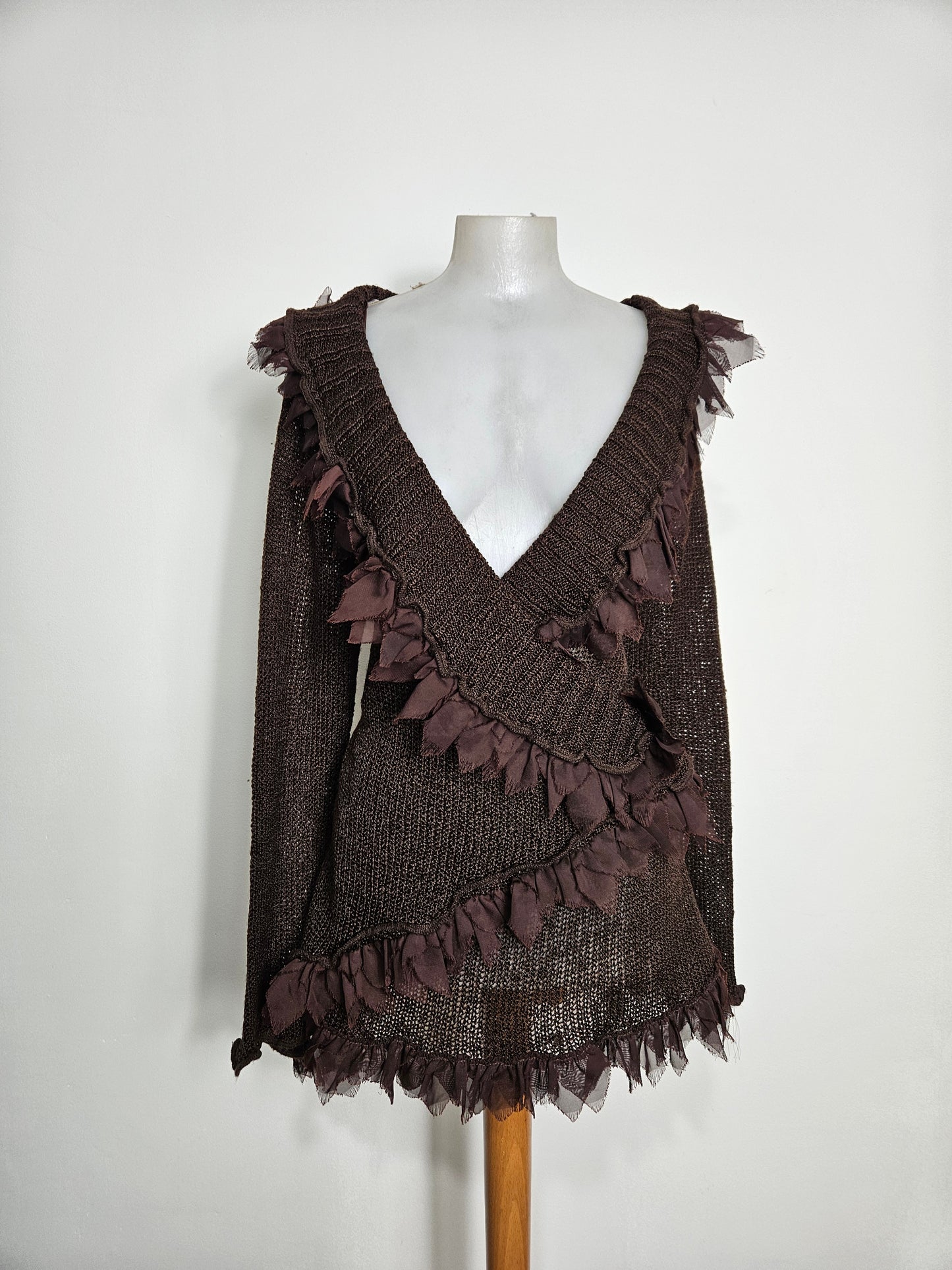 Cache coeur en crochet marron
