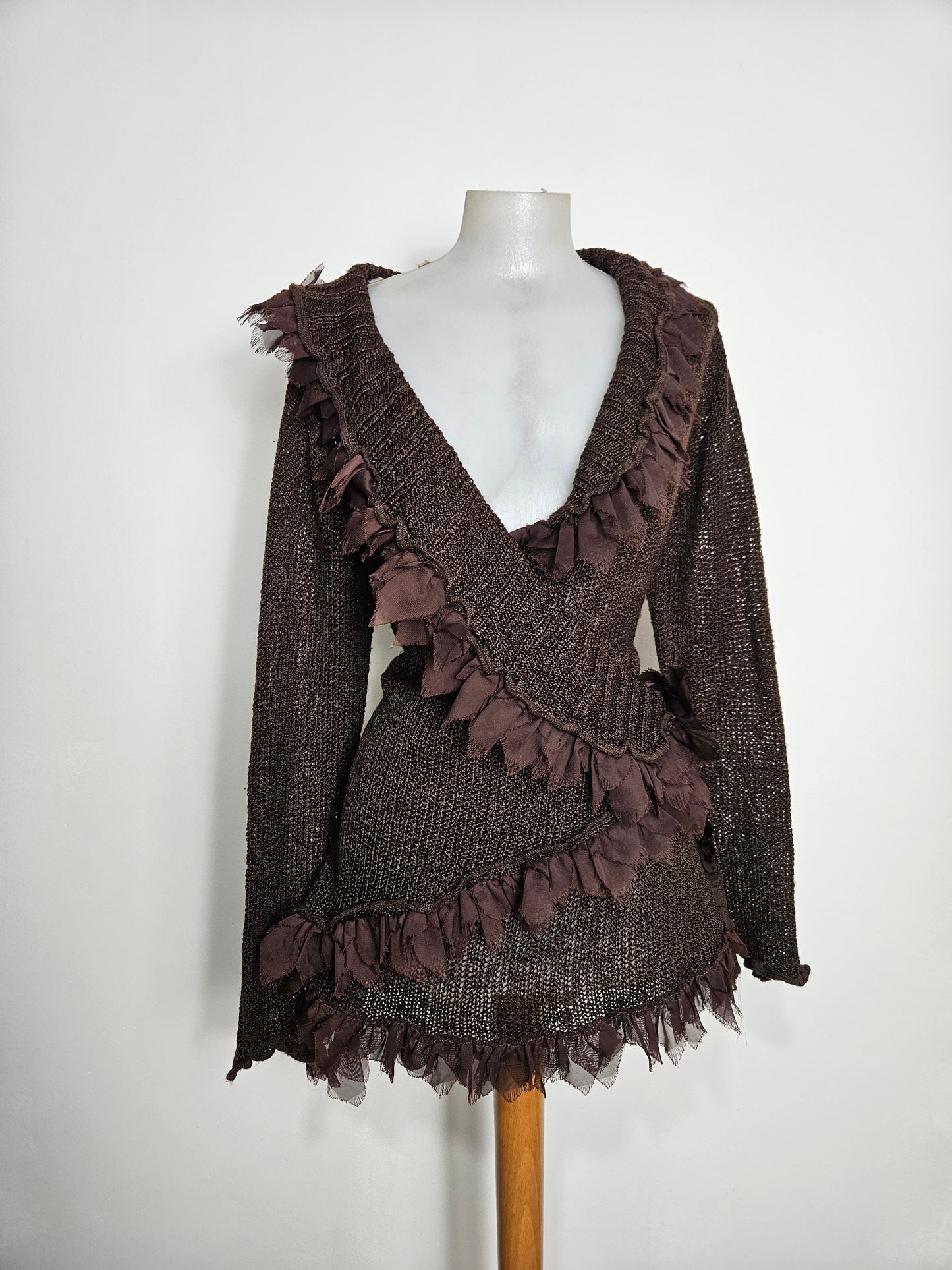 Cache coeur en crochet marron