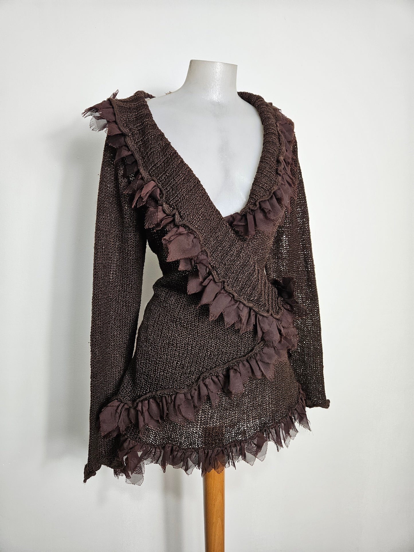 Cache coeur en crochet marron