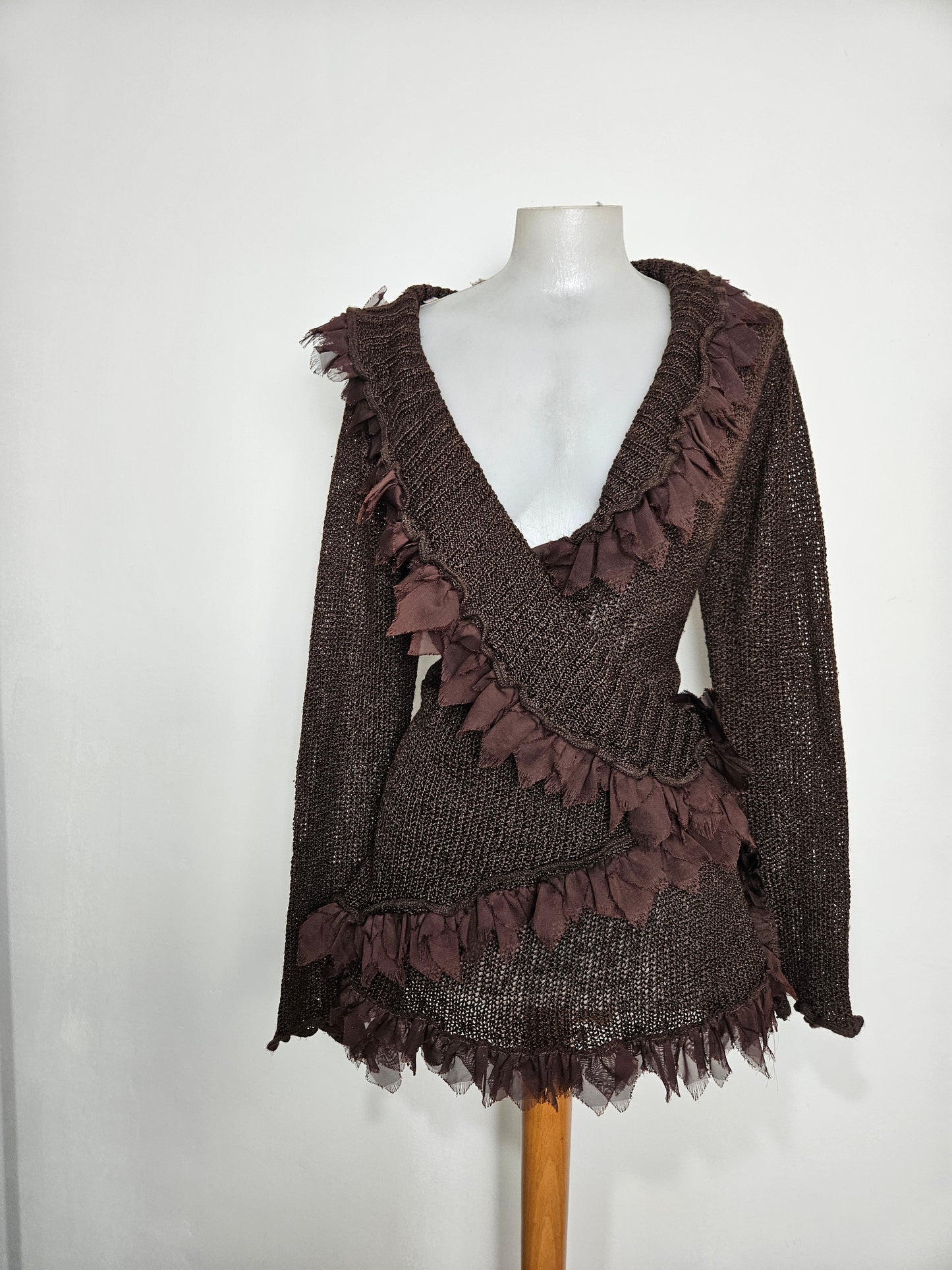 Cache coeur en crochet marron