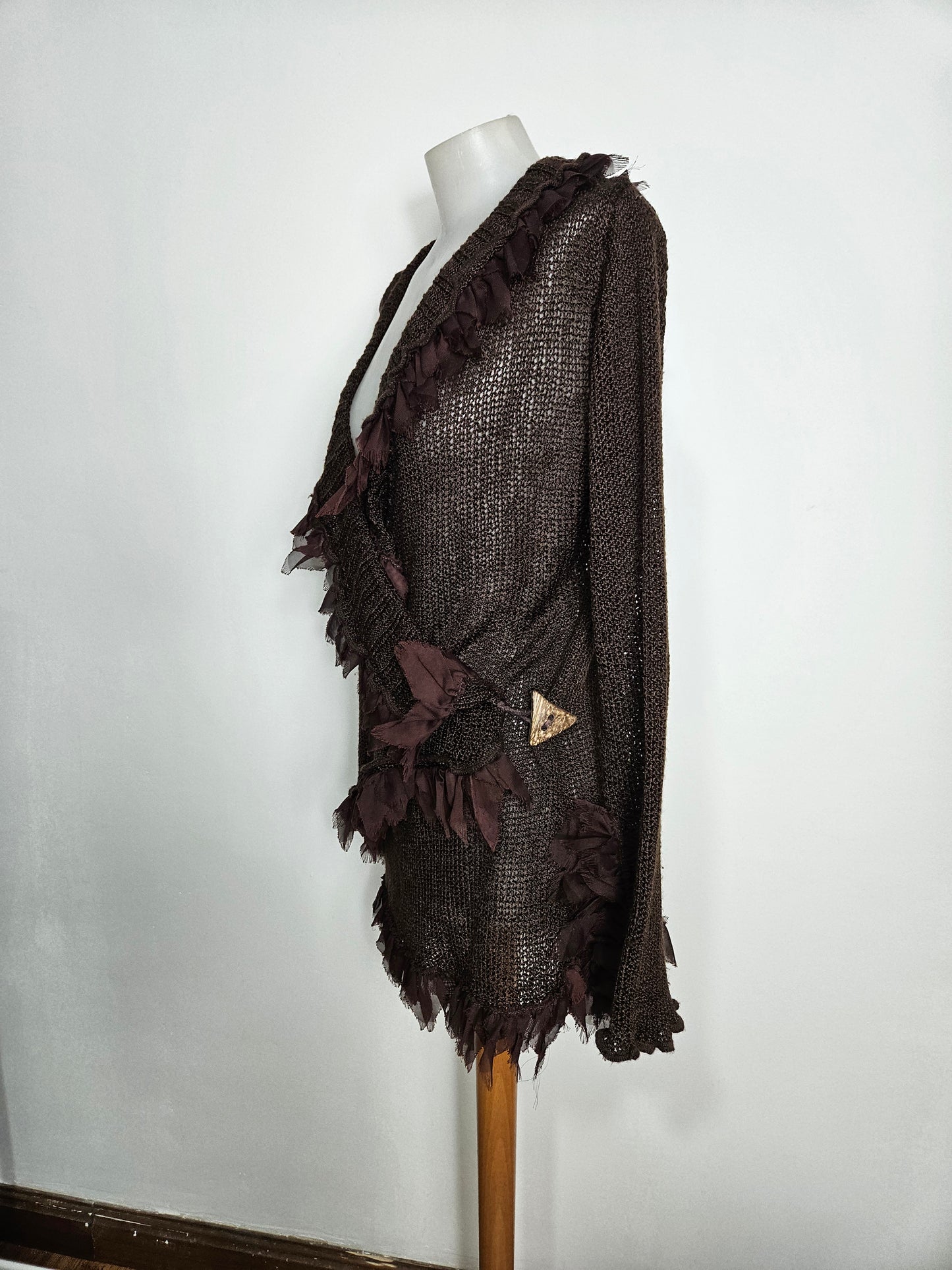 Cache coeur en crochet marron