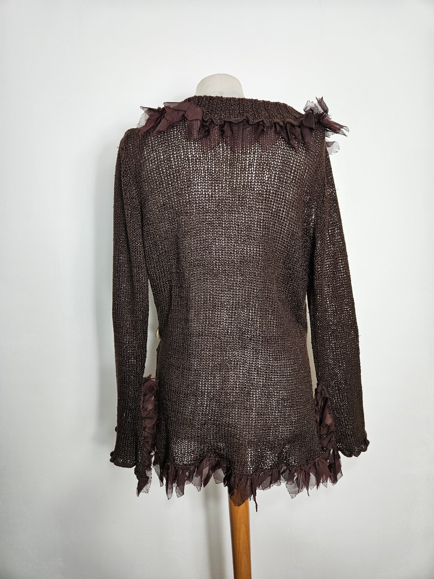 Cache coeur en crochet marron