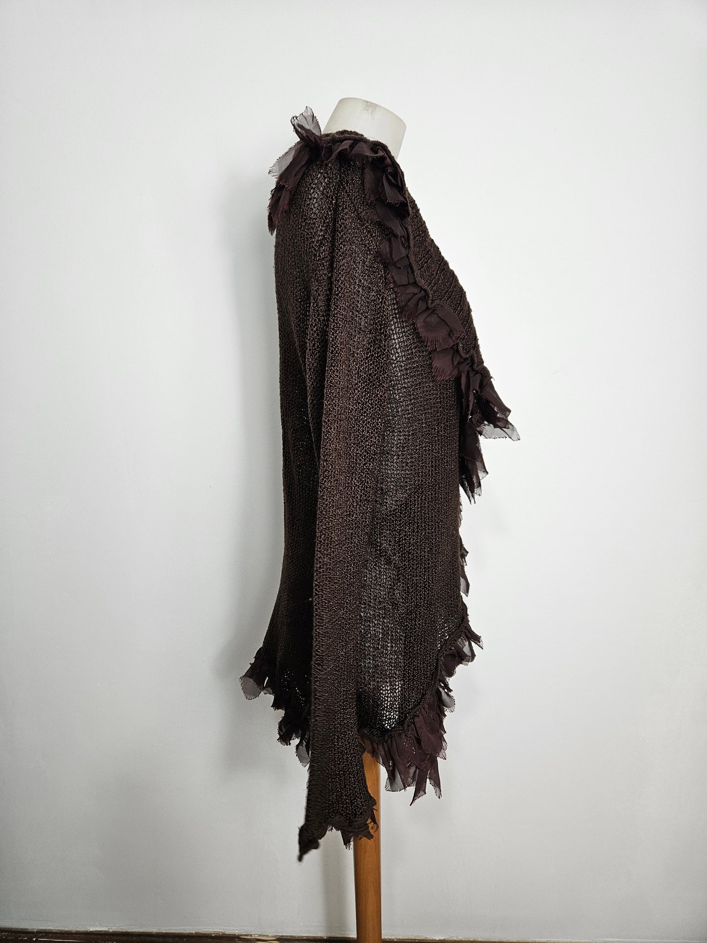 Cache coeur en crochet marron