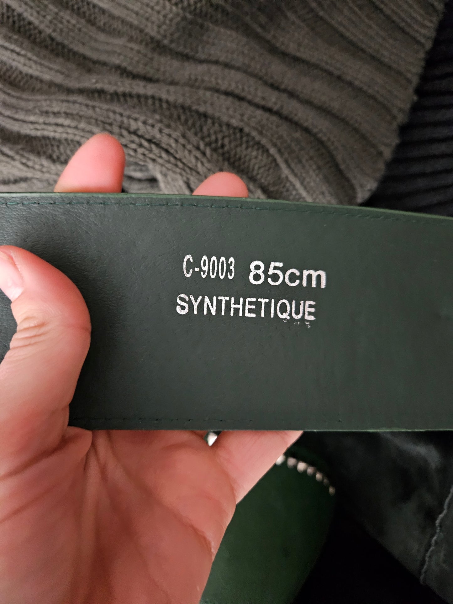 Ceinture en similicuir vert et argent